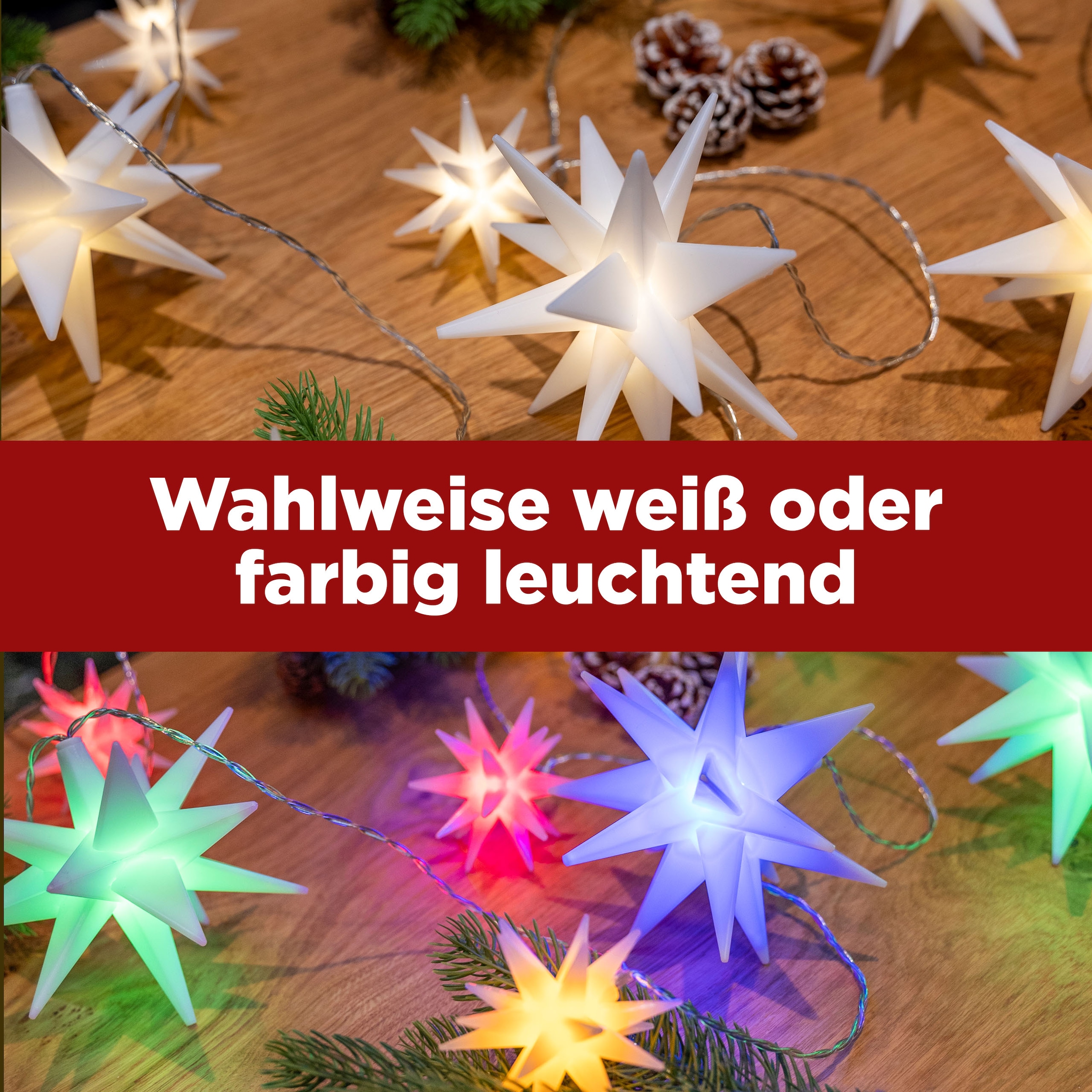 my home LED-Lichterkette »Belya« 10 Stk.-flammig mit Fernbedienung, einfache Änderung der Funktionen, warmweiß