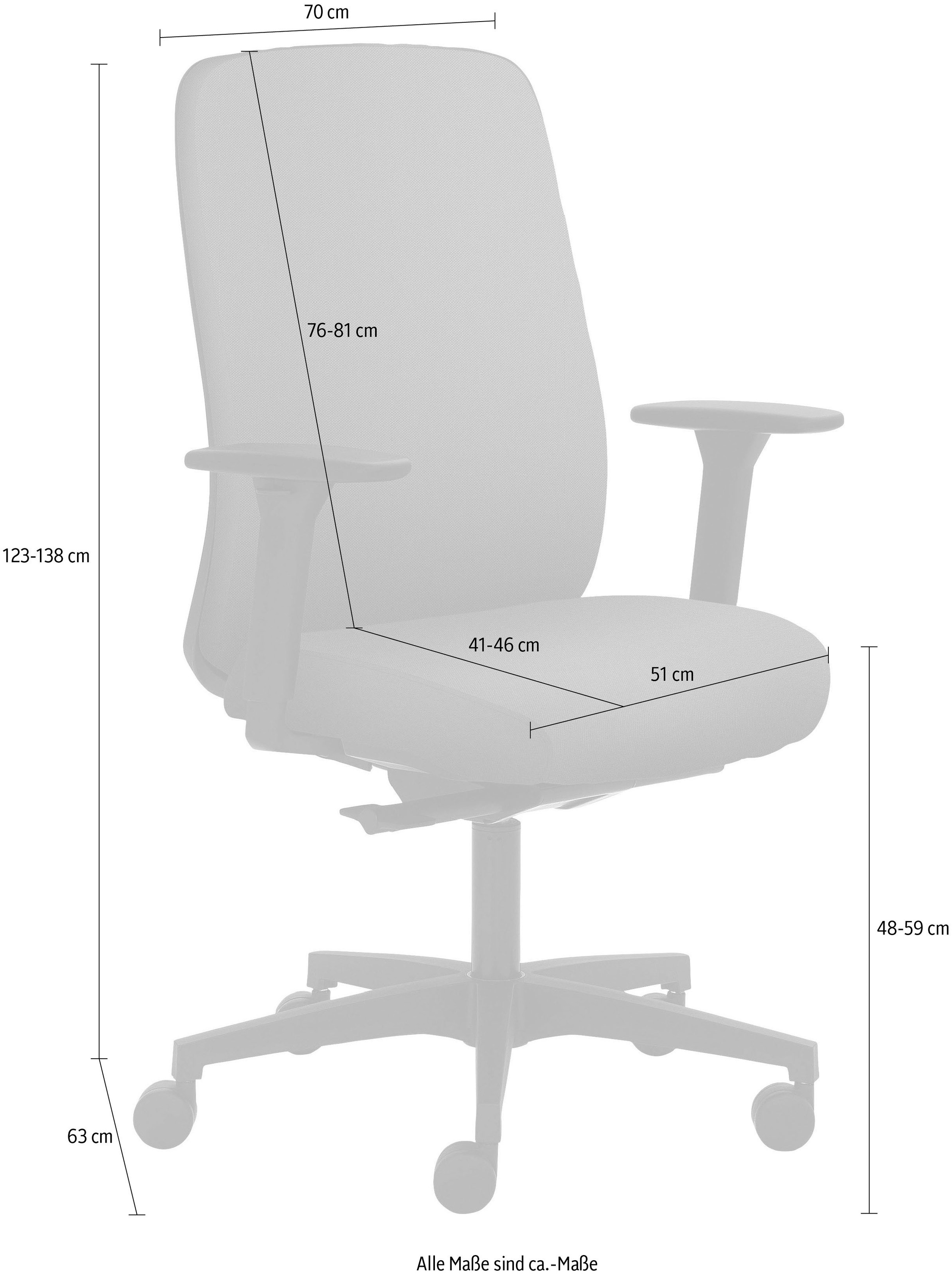 Mayer Sitzmöbel Drehstuhl »2229«, Echtleder, 4D Armlehnen, Kopfstütze, Sitztiefenverstellung, Teppichrollen