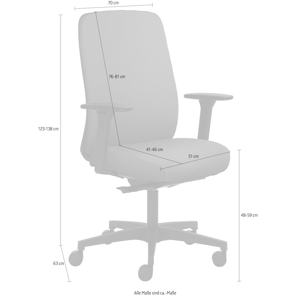 Mayer Sitzmöbel Drehstuhl »2229«, Struktur (recyceltes Polyester), höhenverstellbare Armlehnen, Kopfstütze, Sitztiefenverstellung