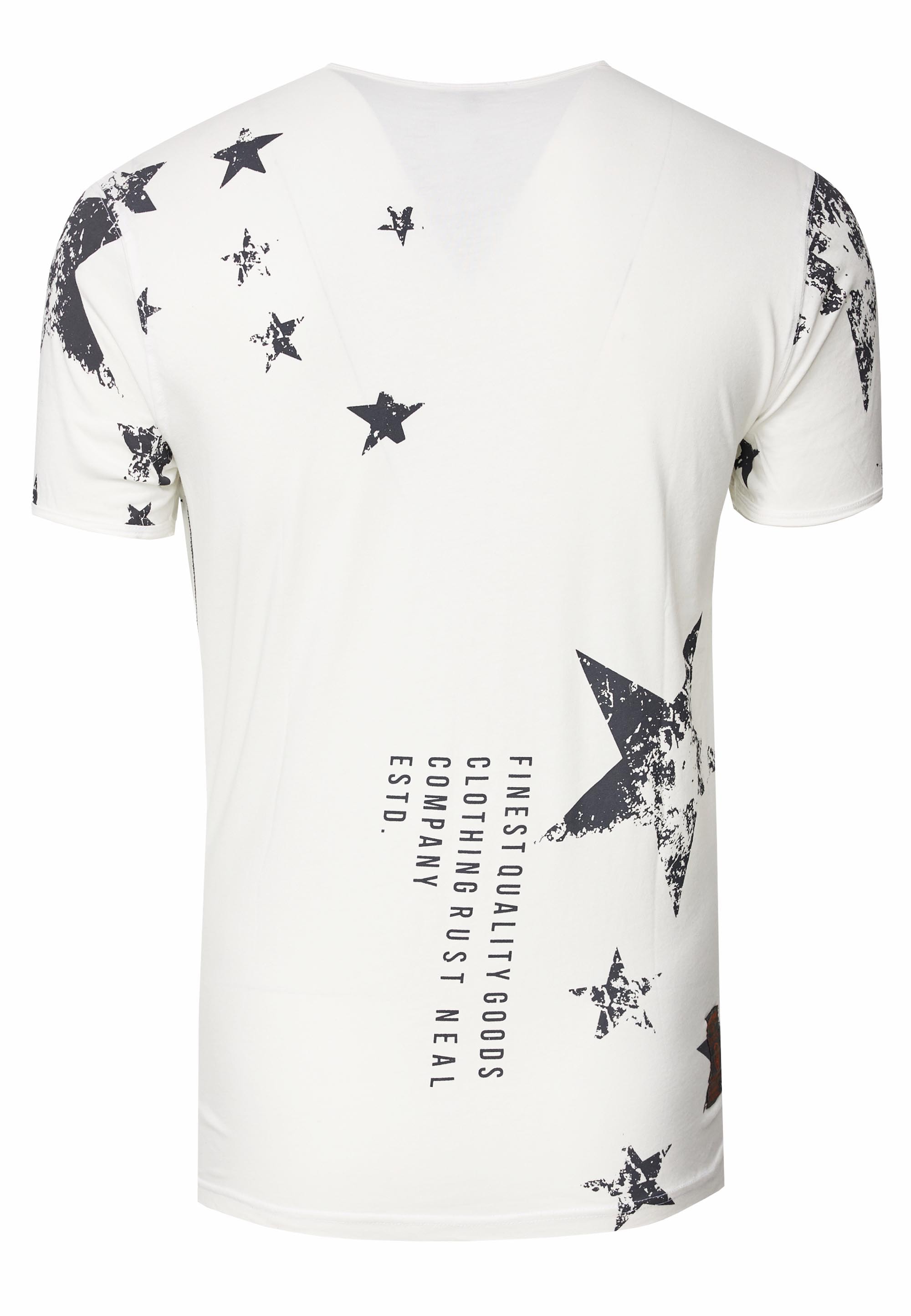 Rusty Neal T-Shirt, mit Skull-Print und Knopleiste