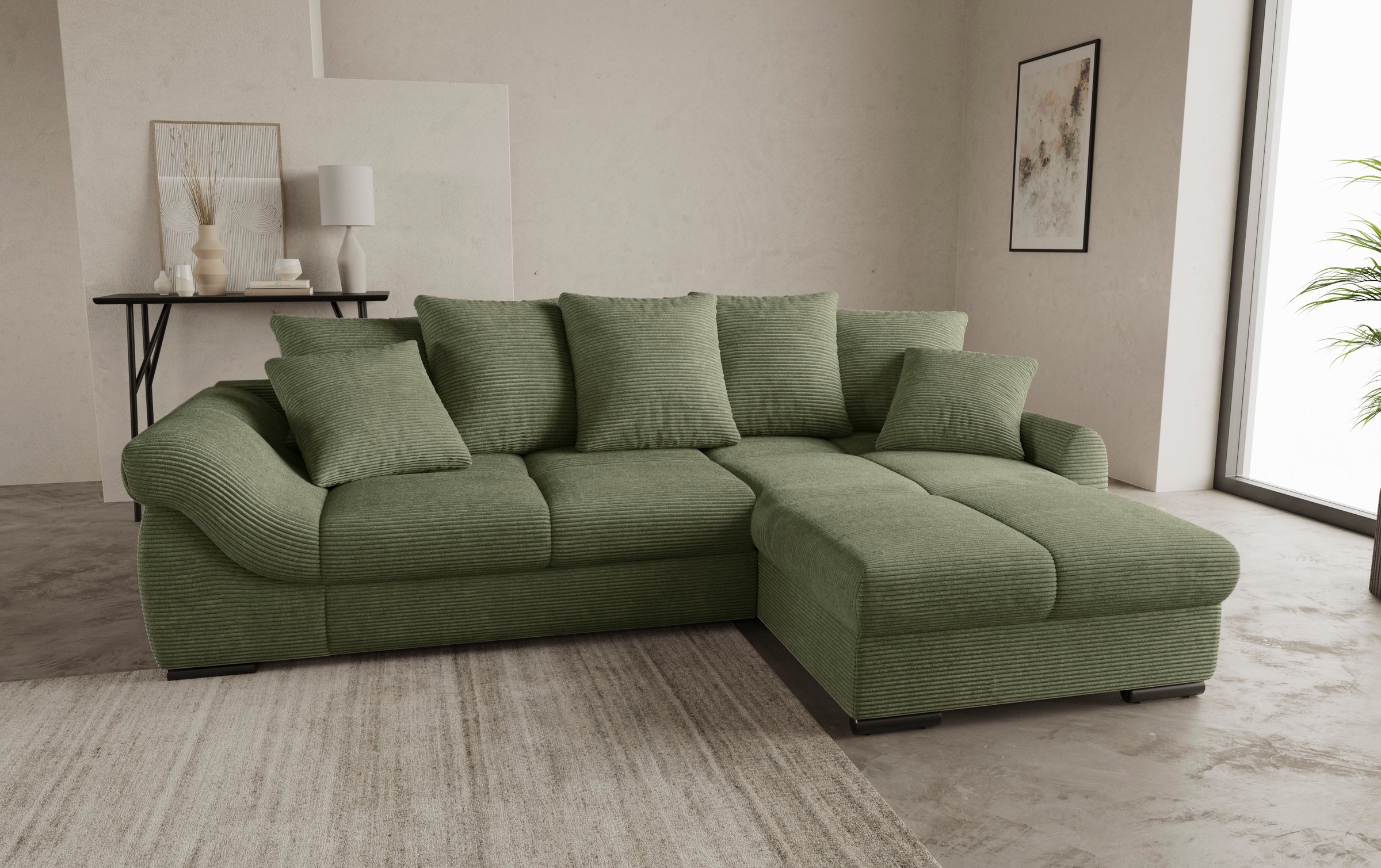 Mr. Couch Ecksofa »Livorno DuraFlex L-Form«, inkl. Hochschläfer-Bettauszug, XL-Bettkasten weiß beschichtet