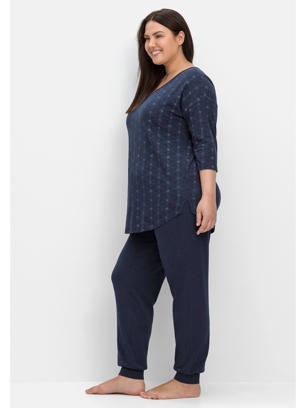 Set Pyjama BAUR 3/4-Arm-Shirt kaufen online Hose Sheego (Set), »Große | aus Größen«, und