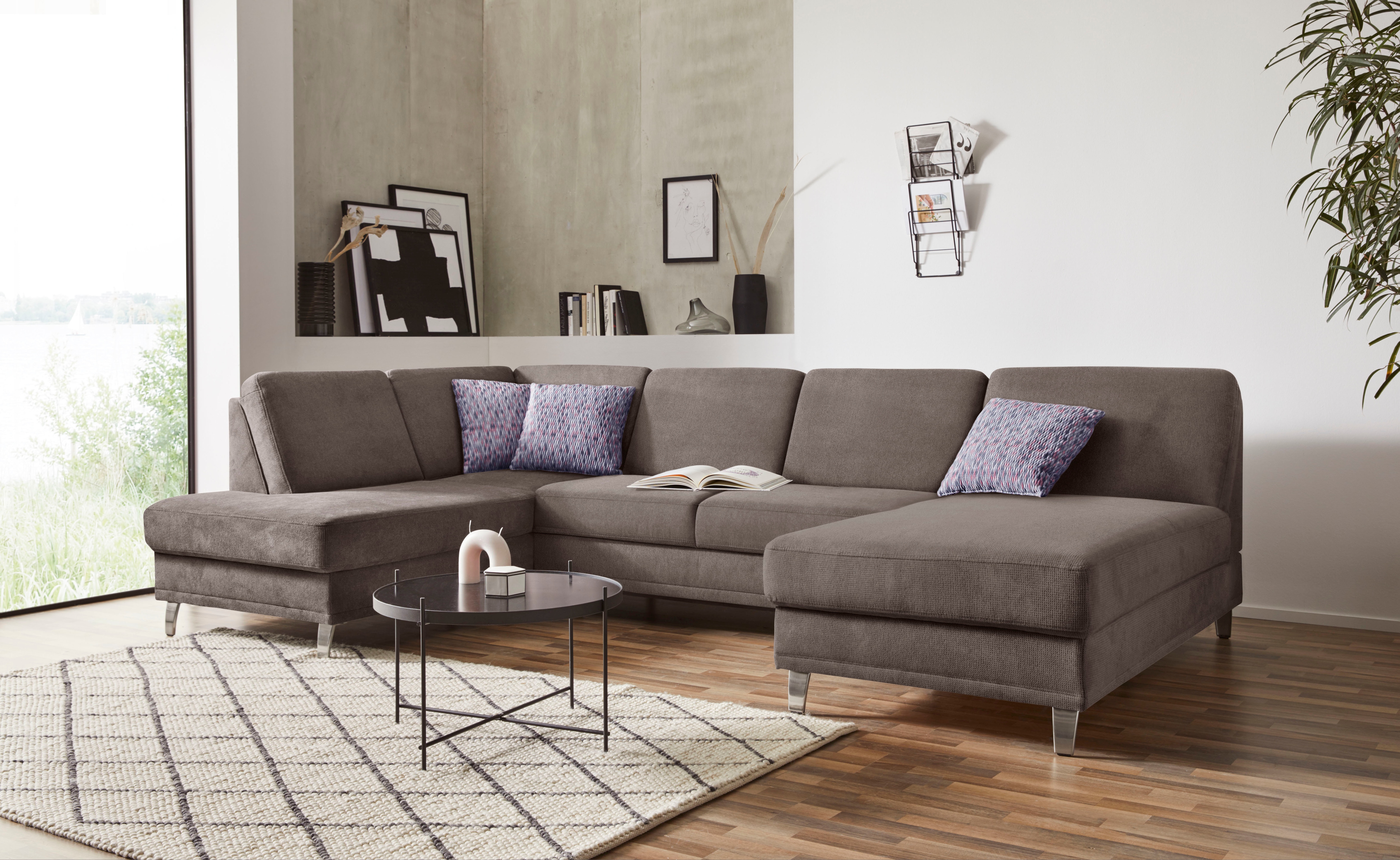 sit&more Wohnlandschaft "Clio U-Form" wahlweise mit Schlaffunktion und Bettkasten, inklusive Federkern