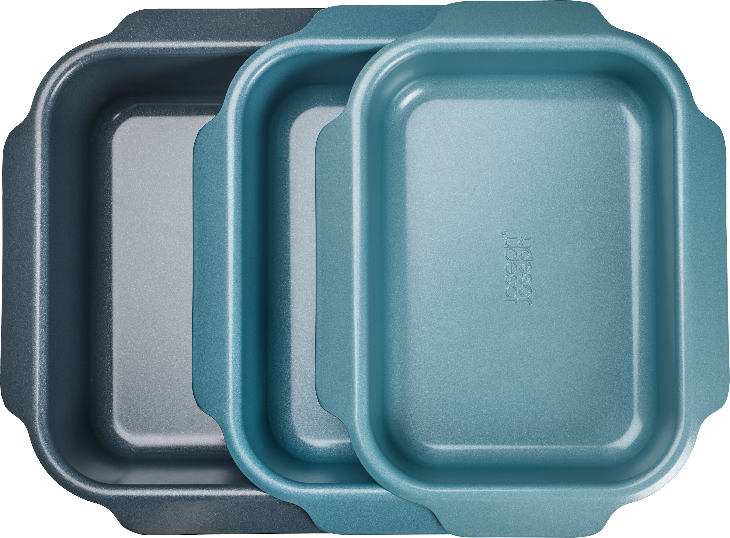 Joseph Joseph Ofenschale »Nest Oven Set, 3 stapelbare antihaftbeschichtete Bratbleche« Carbonstahl Set, 3 Stk. tlg. Stapelbar