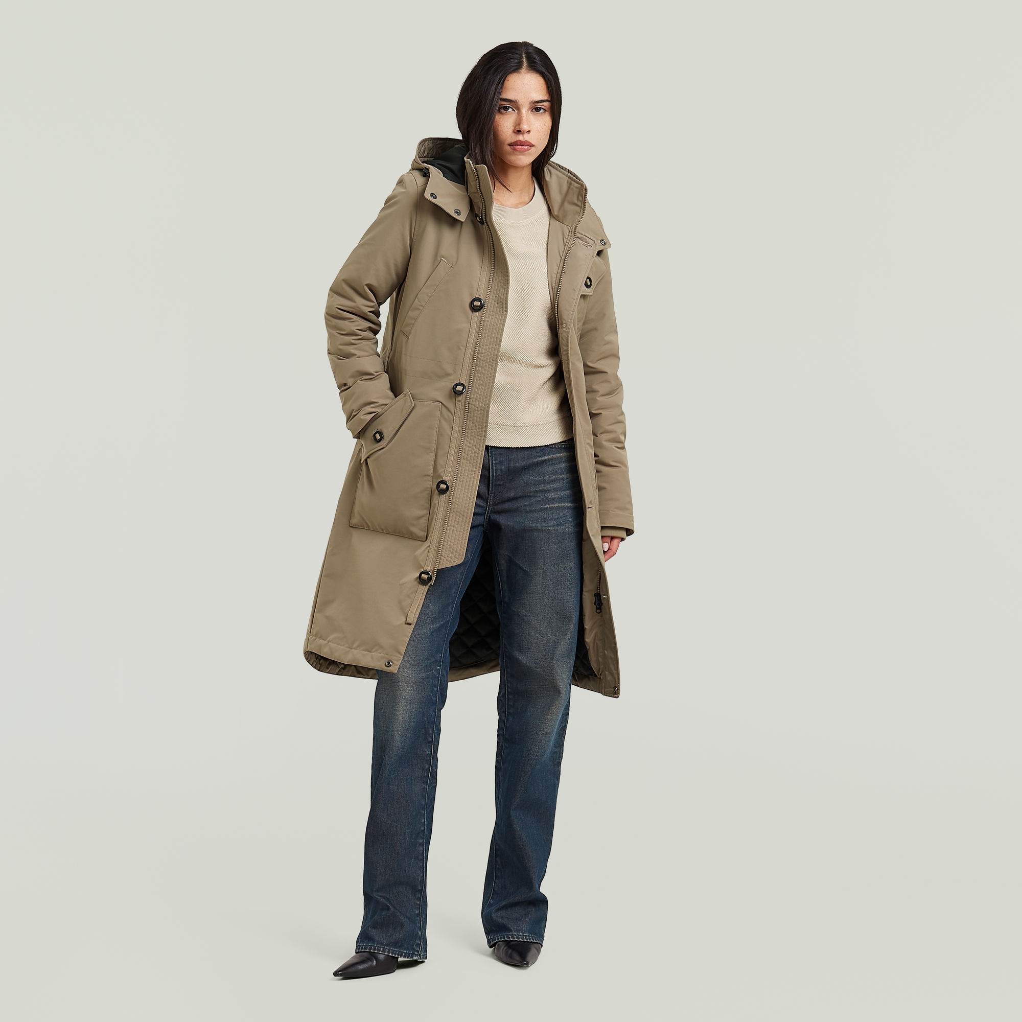 G-STAR Langjacke »Vodan long jkt wmn« mit Kapuze wärmend wattiert, mit verstellbarer Taille