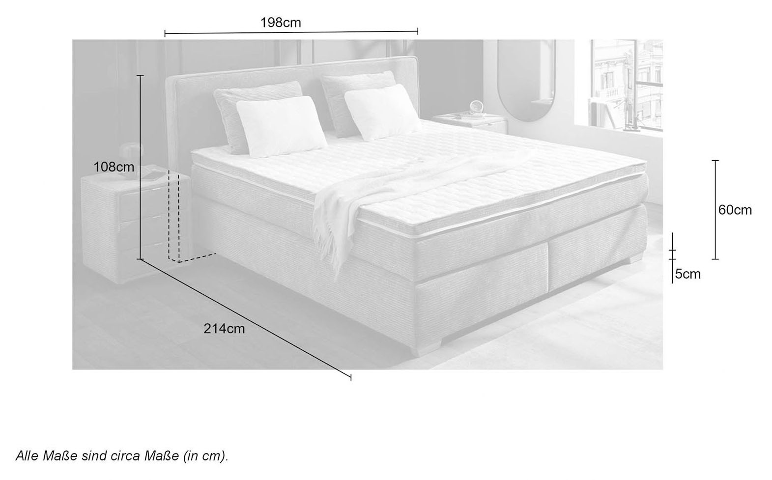 Jockenhöfer Gruppe Boxspringbett »Ronja, inkl. 7-Zonen-TTFK-Matratzen, Kaltschaum-Topper« inkl. 4 Kissen, 180x200 cm, verschiedene Härtegrade wählbar