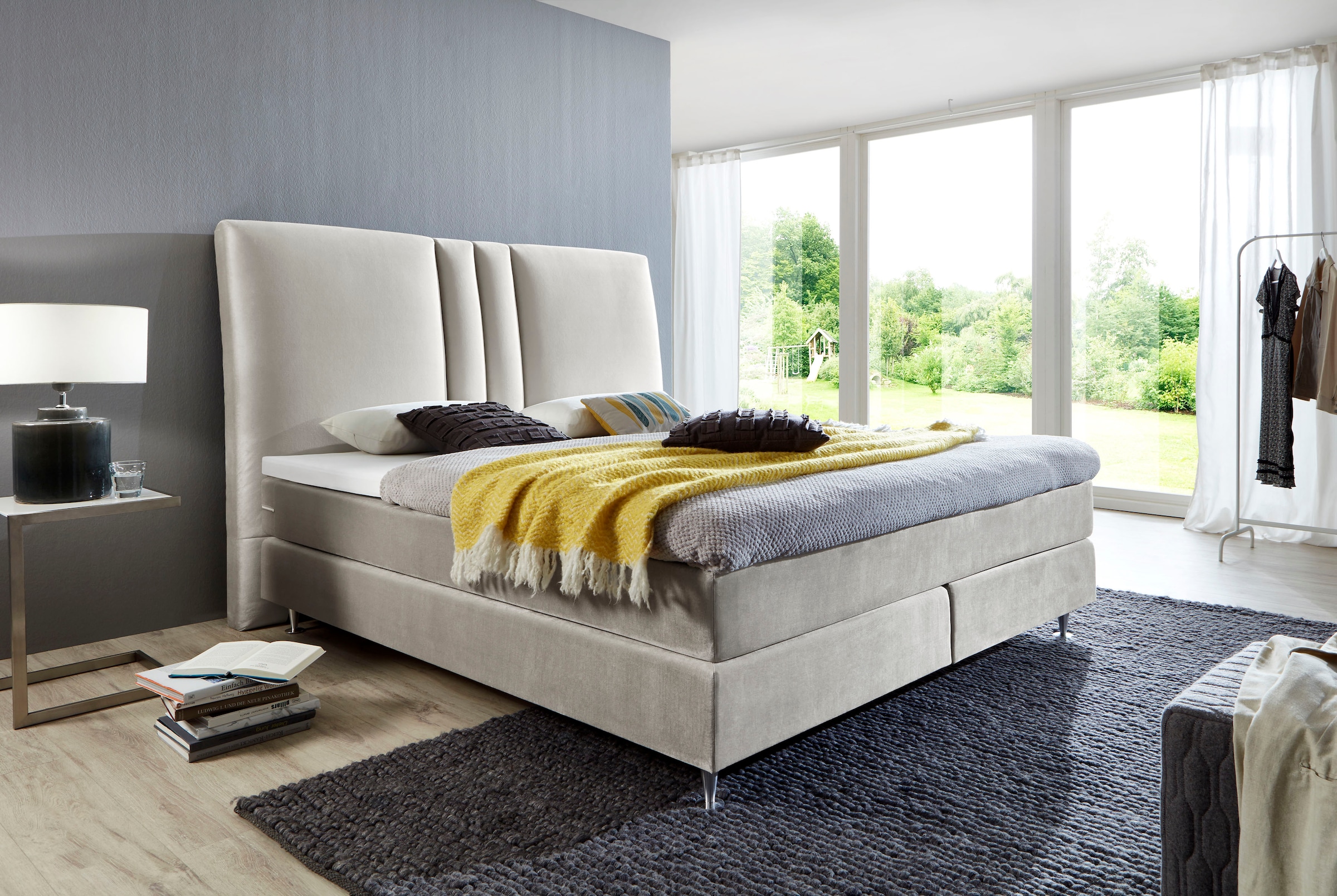 ATLANTIC home collection Boxspringbett "Rita", mit Topper und hohen Kopfteil