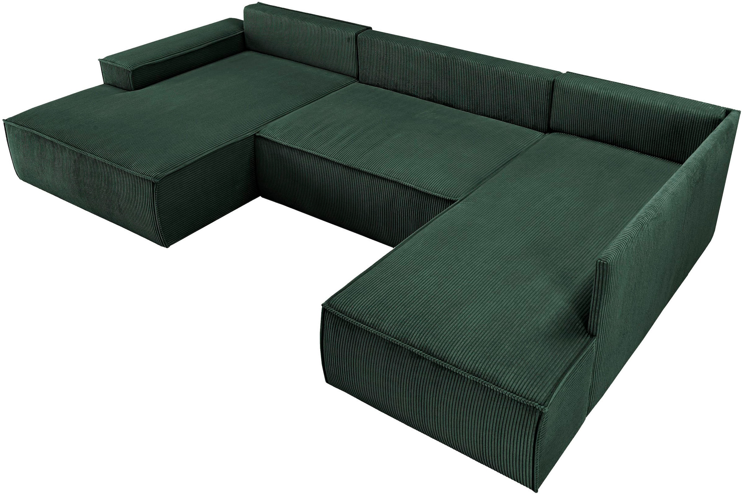 Home affaire Wohnlandschaft »SHERWOOD 329 cm, U-Form, Schlafsofa,«, Schlaffunktion m. Bettkasten (194x139 cm), Cord, Vintage, Samtvelours