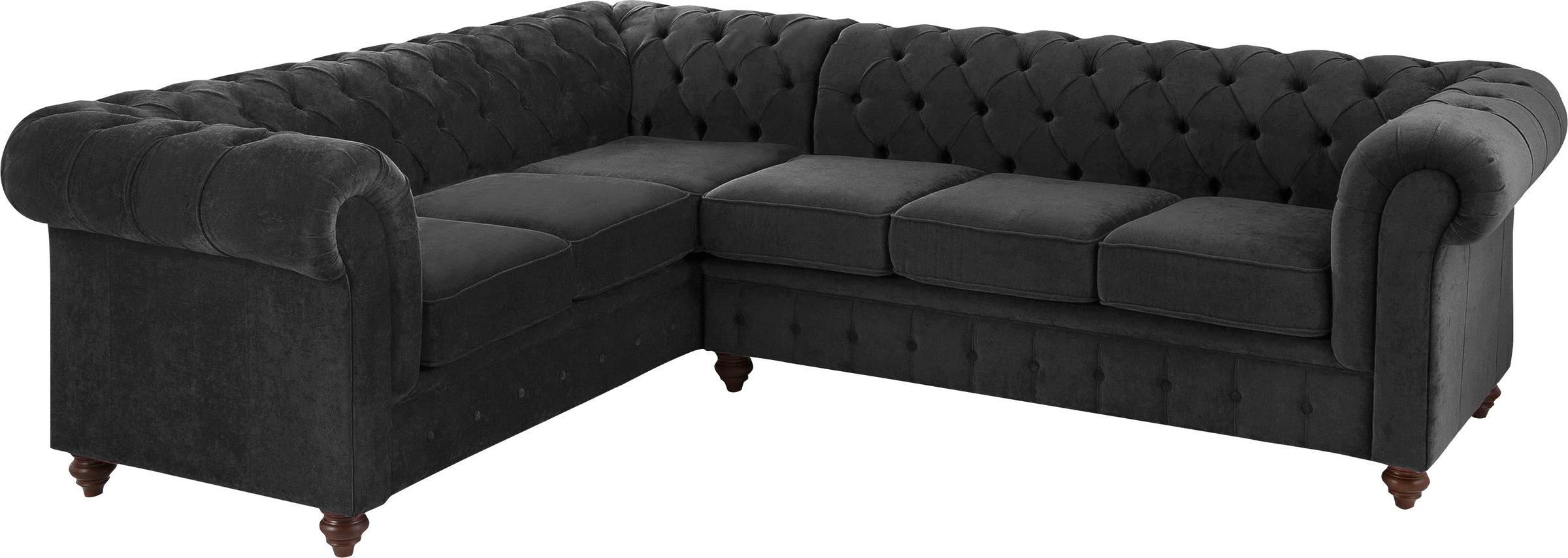 Home affaire Chesterfield-Sofa »Duc Ecksofa L-Form«, hochwertige Knopfheftung im Rücken, Samtoptik mit changierender Optik