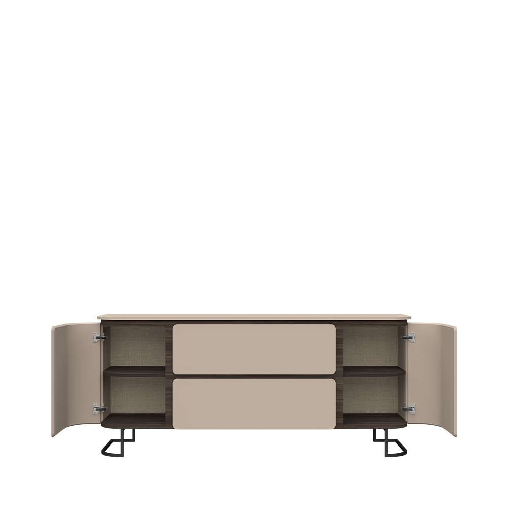 OTTO home Sideboard »AURA , Kommode, Kombikommode, Stauraumschrank, mit LED-Beleuchtung« UV lackiert, Soft Close Funktion, Metallrahmen als Basis des Elements