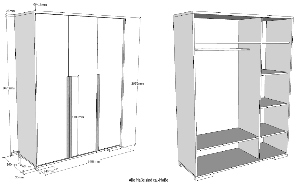 Vipack Kleiderschrank »London«, (Made in Europe), mit Melamin-Oberfläche und Soft-Close