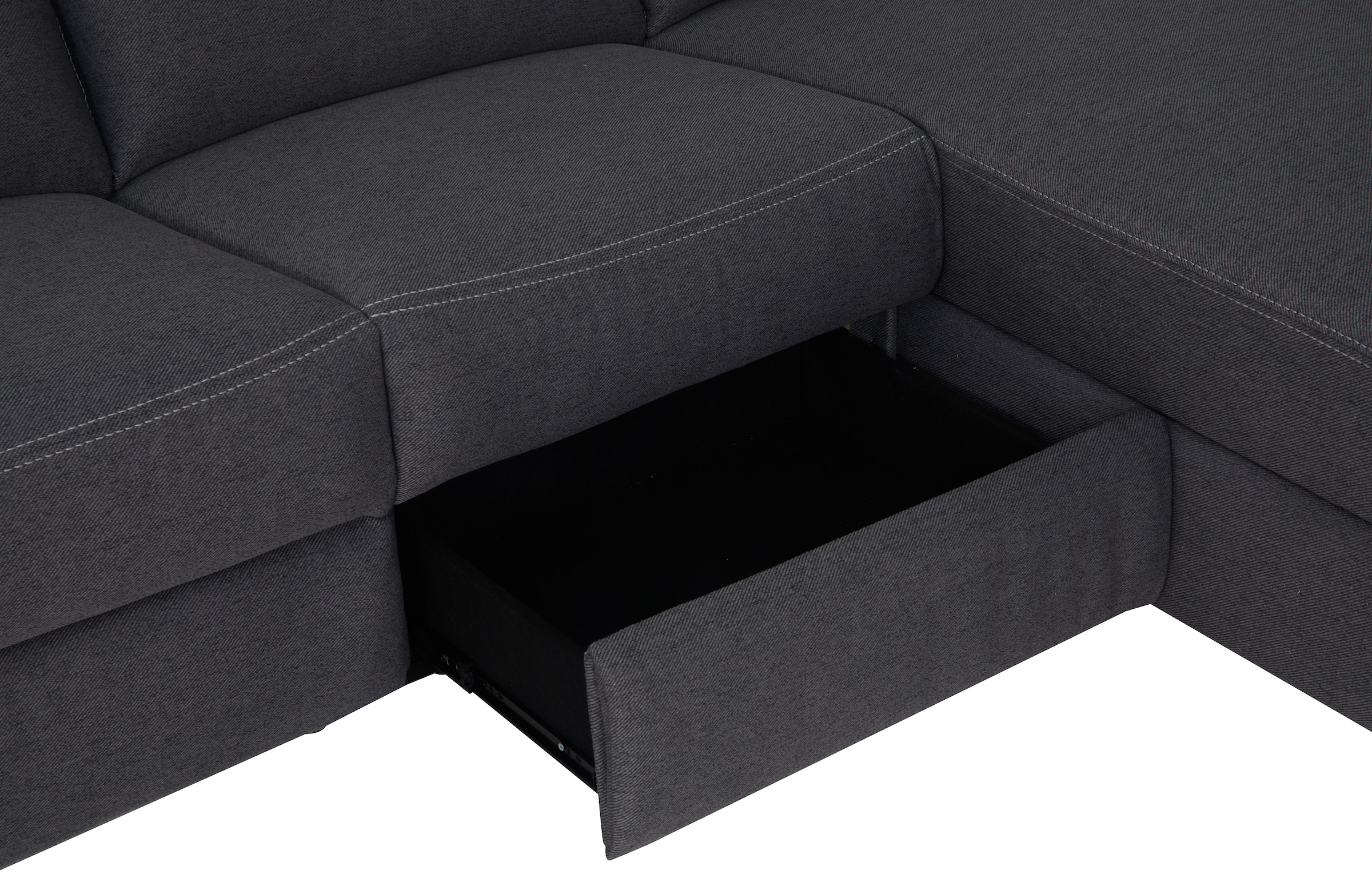 Home affaire Ecksofa »VENOIR, L-Form, 250 cm, manuelle u. elektrische Funktion (m. USB A/C)«, Stauraum unter der Recamiere, 2. Staufach, Federkern