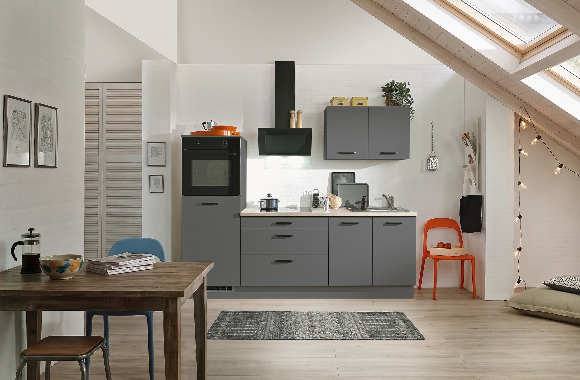 wiho Küchen Küchenzeile "Compact" Breite 240cm, wahlweise mit Geräten (mit Kühlschrank)