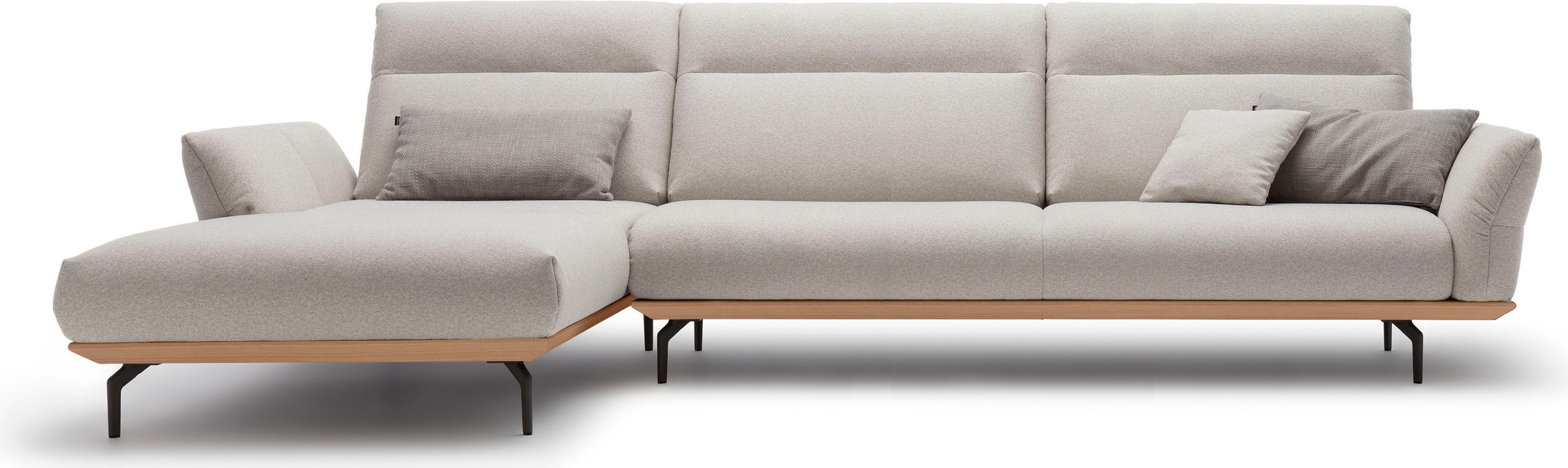Creation BY ROLF BENZ Ecksofa "CR.460, Design-Sofa der Extraklasse, verstellbare Rückenlehne, L-Form" Sockel in Eiche, Winkelfüße in Umbragrau, Breite 338 cm