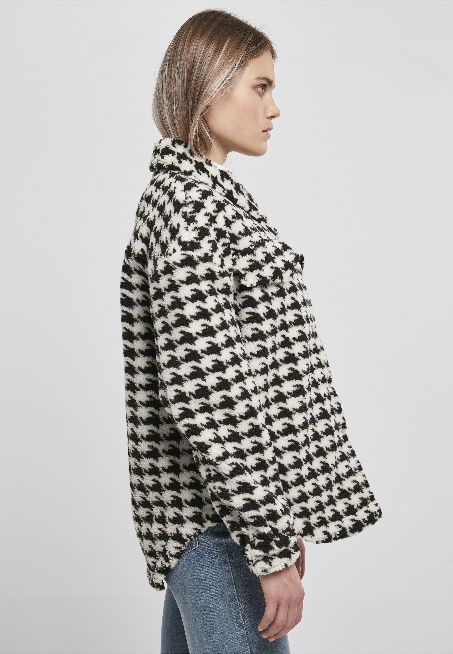 URBAN CLASSICS Langmantel »Urban Classics Damen Ladies AOP Sherpa Overshirt«