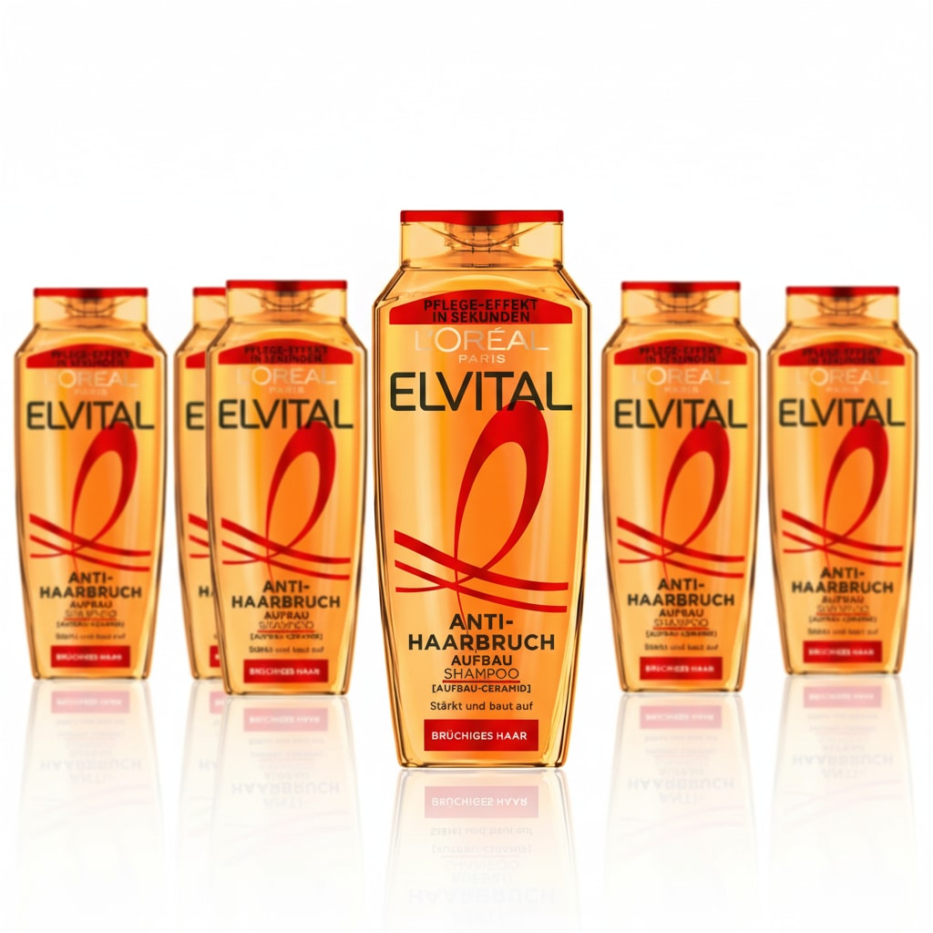 L'ORÉAL PARIS Haarshampoo »ELVITAL ANTI-HAARBRUCH SHAMPOO« für jeden Haartyp, stärkt das Haar, glättet Haaroberfläche für Glanz.