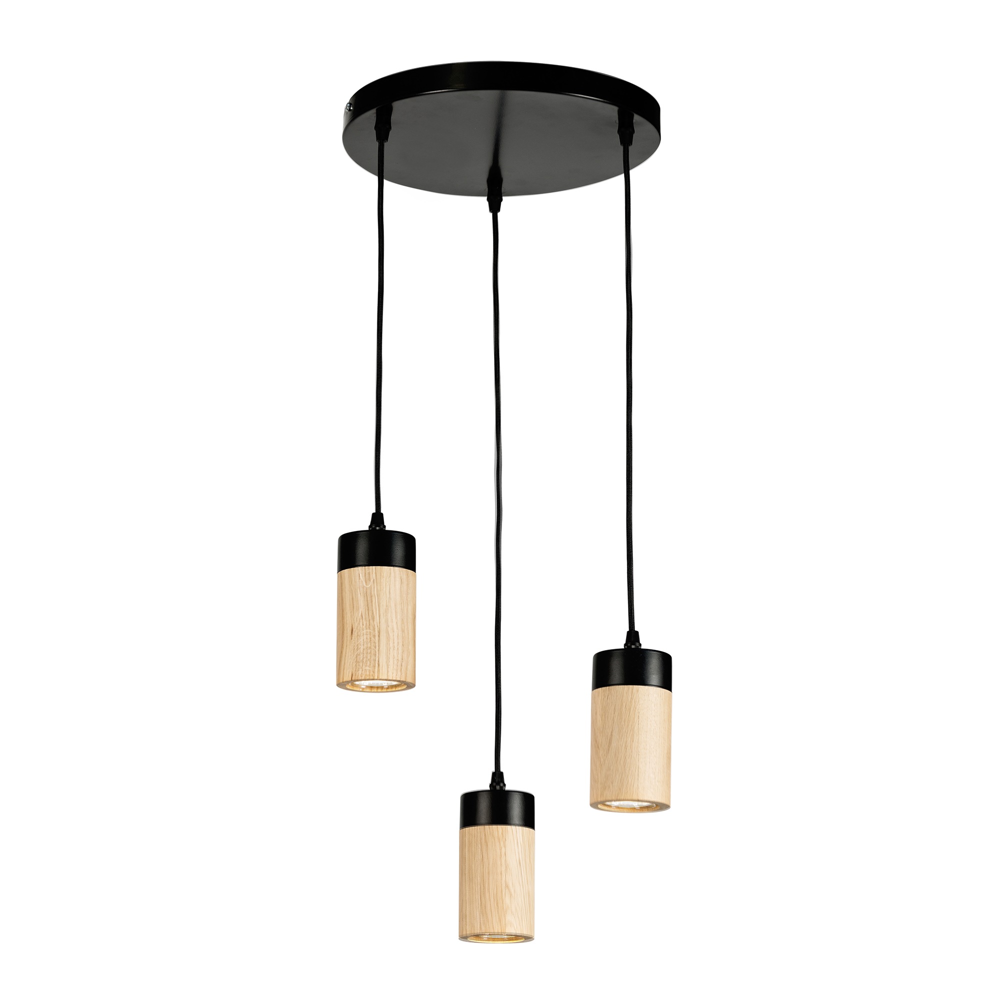 BRITOP LIGHTING Pendelleuchte »ANNICK«, 3 flammig, Leuchtmittel GU10 | LED wechselbar, Hängeleuchte, Aus edlem Eichenholz und Metall, LED-Leuchtmittel inkl.