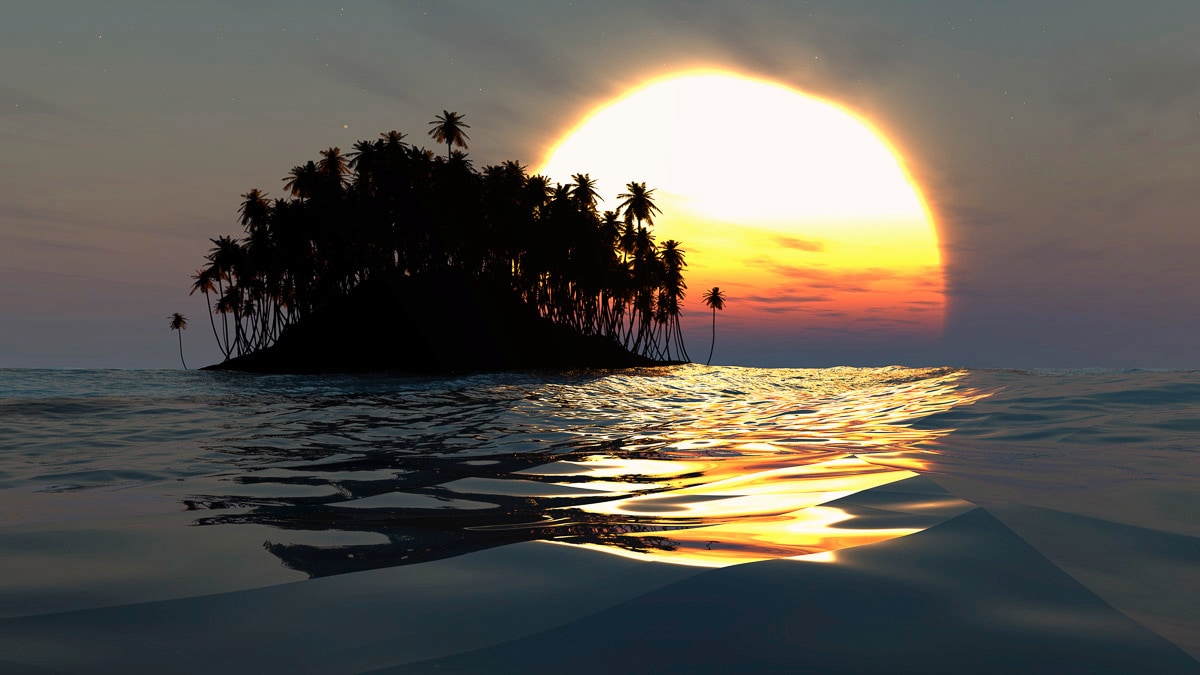 Papermoon Fototapete "Insel im Sonnenuntergang"