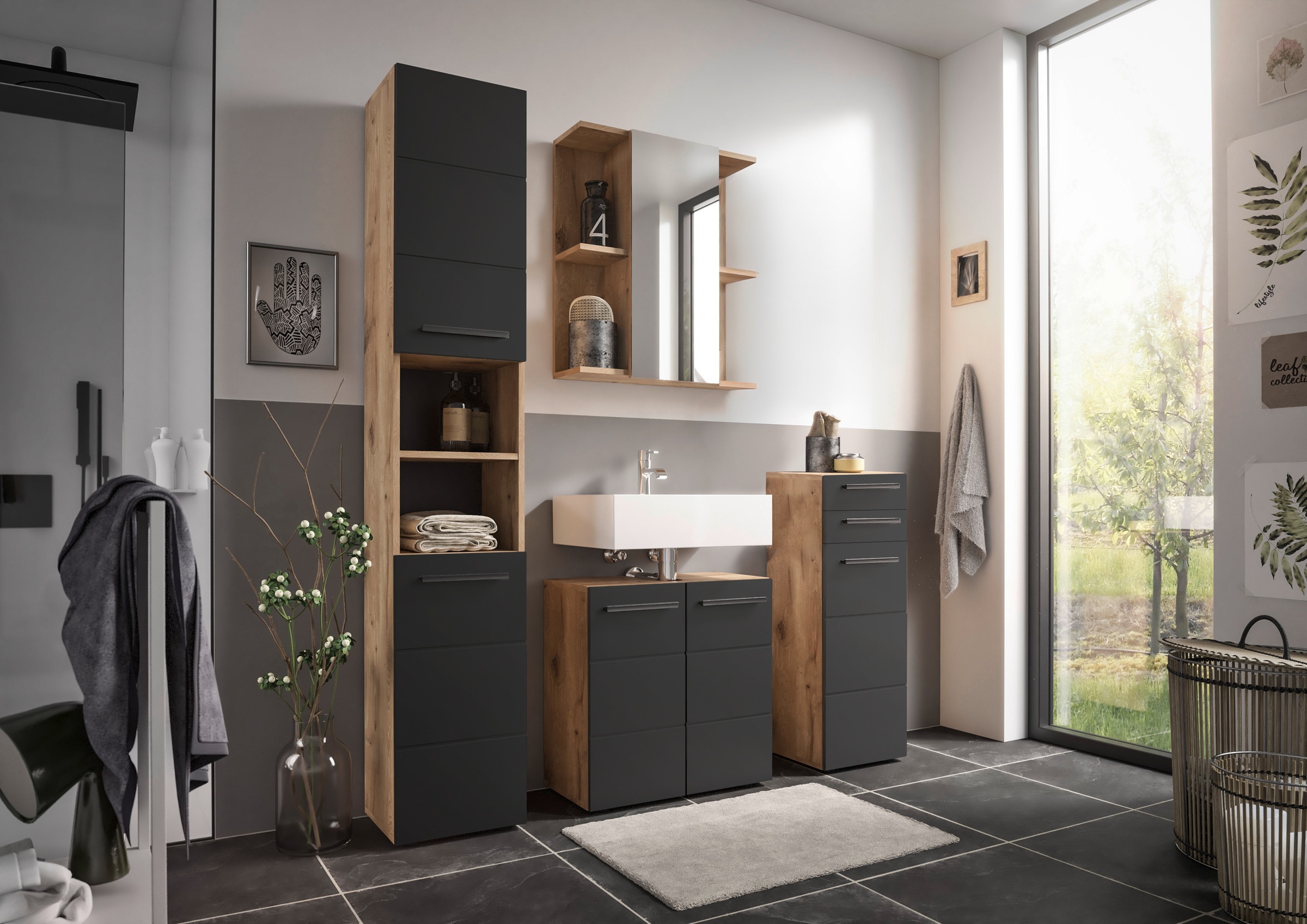 BASIC by Balculina Waschbeckenunterschrank "Rom BxHxT 60x62x31" 1 Stk. tlg. günstig online kaufen