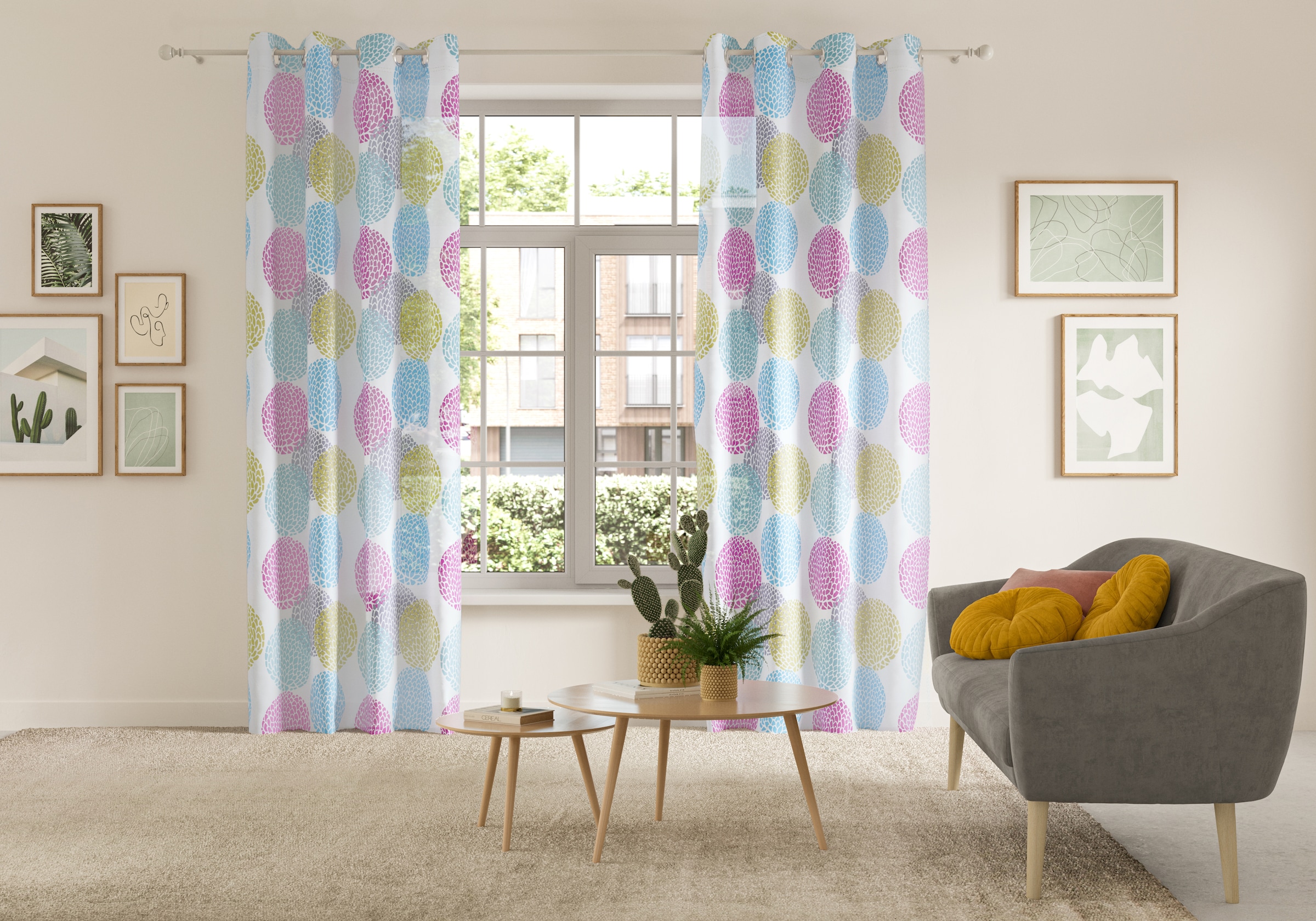 my home Gardine »BELEM«, (1 St.), 1 Schal, Polyester, Kreise