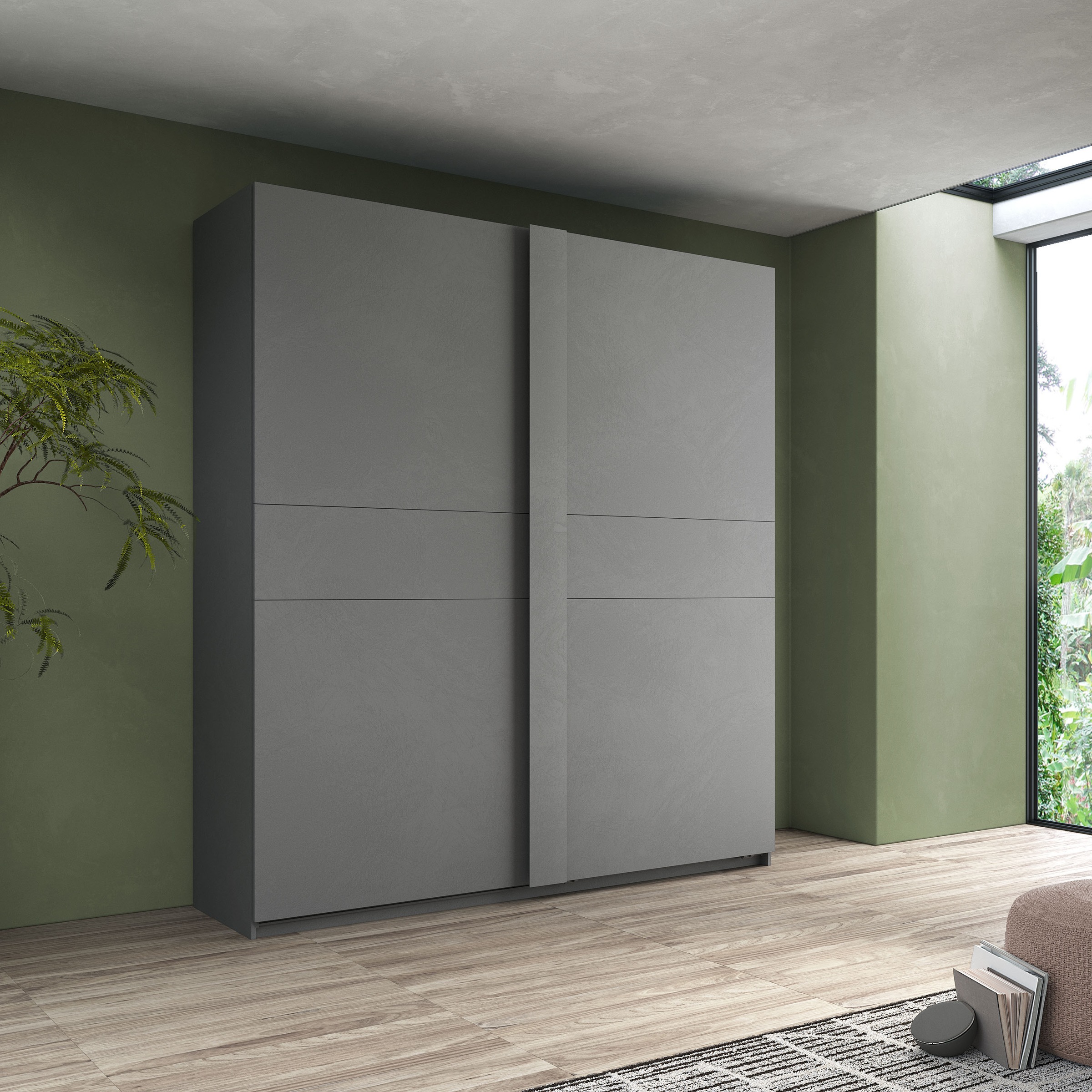 INOSIGN Schwebetürenschrank "Jupiter, Schiebetürenschrank in Steingrau" günstig online kaufen
