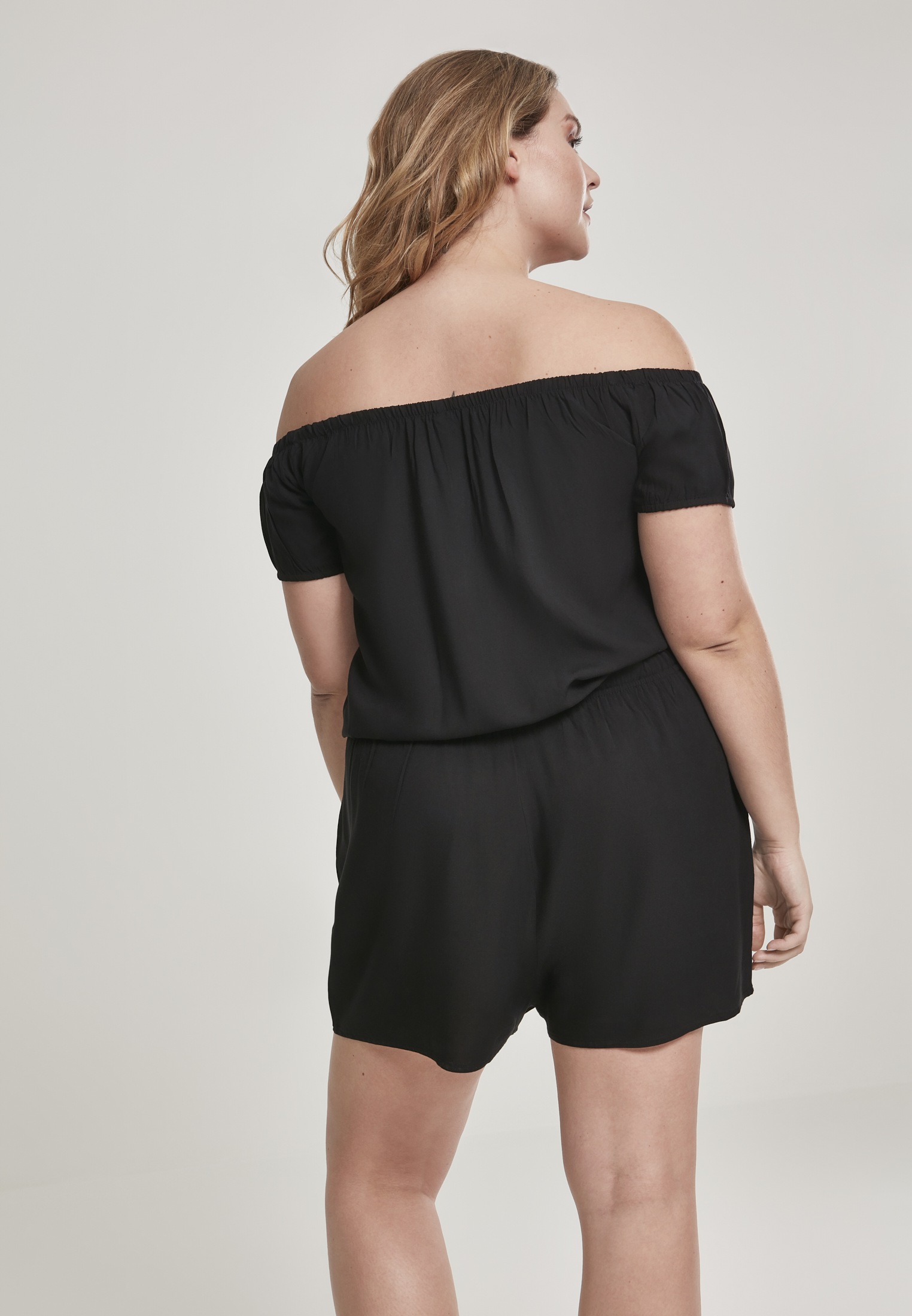 URBAN CLASSICS Jumpsuit »Urban Classics Damen Ladies Off Shoulder Short Jumpsuit«, (1 tlg.)