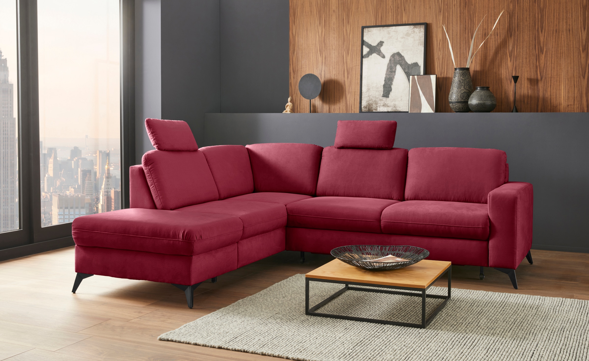 Home affaire Ecksofa "Lolland L-Form" Wahlweise mit Schlaffunktion und Stauraum, auch mit abwischbarem Bezug