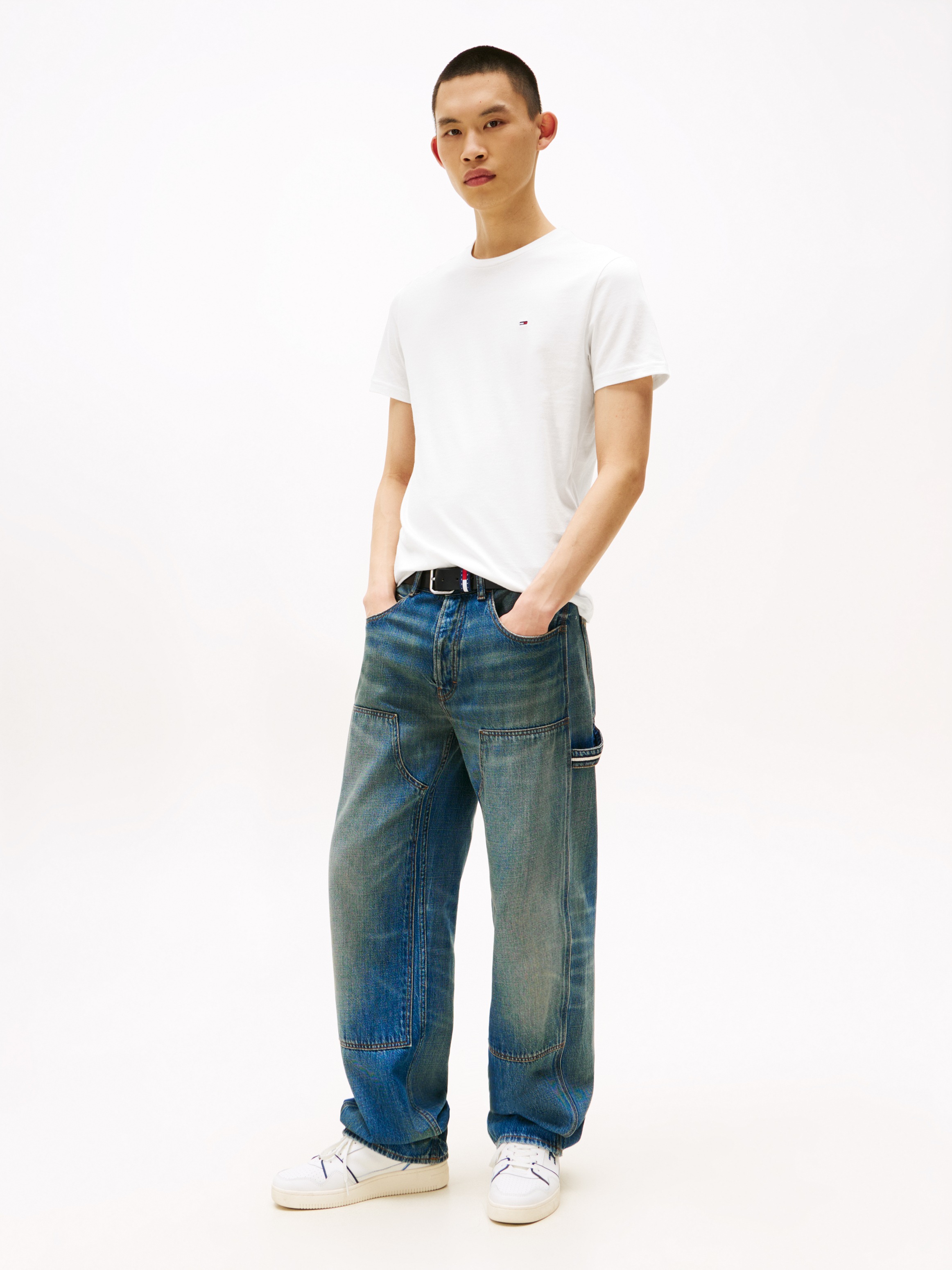 Tommy Jeans Rundhalsshirt »TJM XSLIM 2PACK JERSEY TEE EXT« Packung, 2er-Pack,  Logostickerei, 2Pack