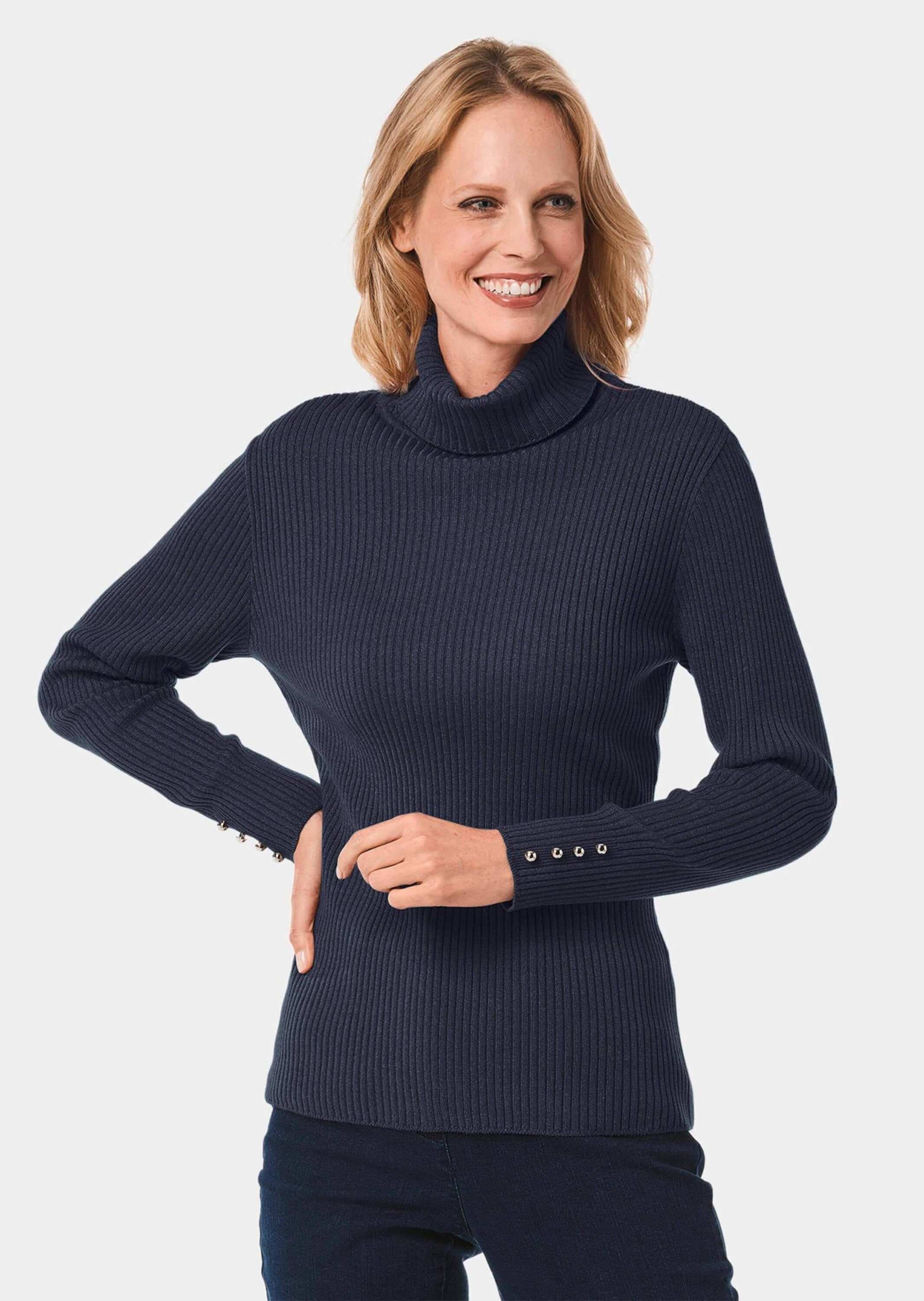 GOLDNER Rollkragenpullover »Rollkragenpullover Eleganter Rollkragenpullover mit optischen Knöpfen«