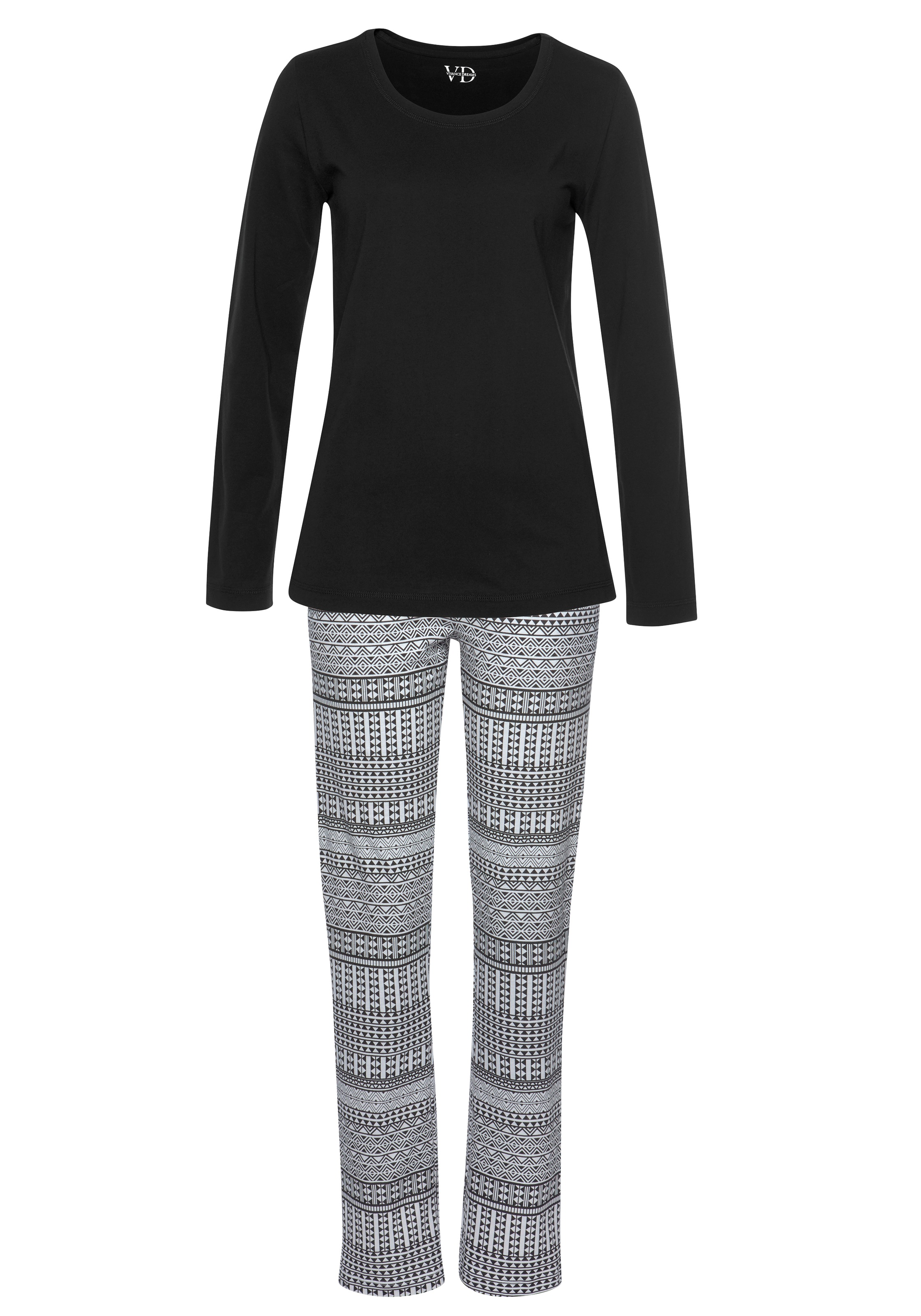 Vivance Dreams Pyjama 2 Stk. tlg., mit schwarz-weißem Ethno-Muster günstig online kaufen