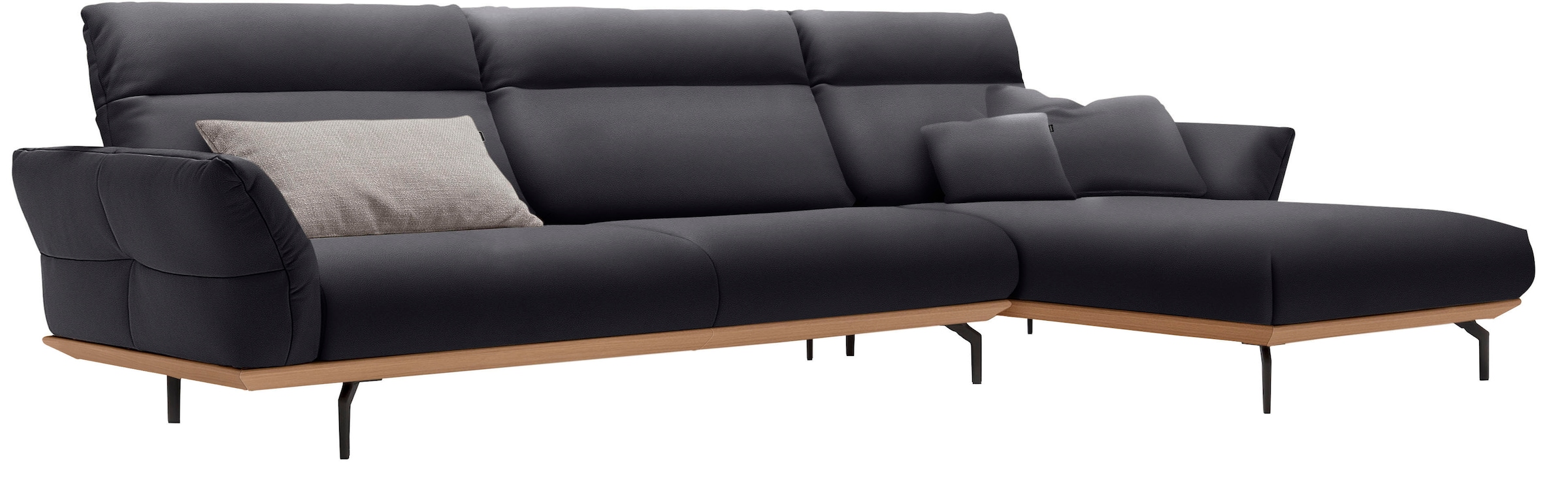 Creation BY ROLF BENZ Ecksofa »CR.460«, Sockel in Eiche, Winkelfüße in Umbragrau, Breite 338 cm