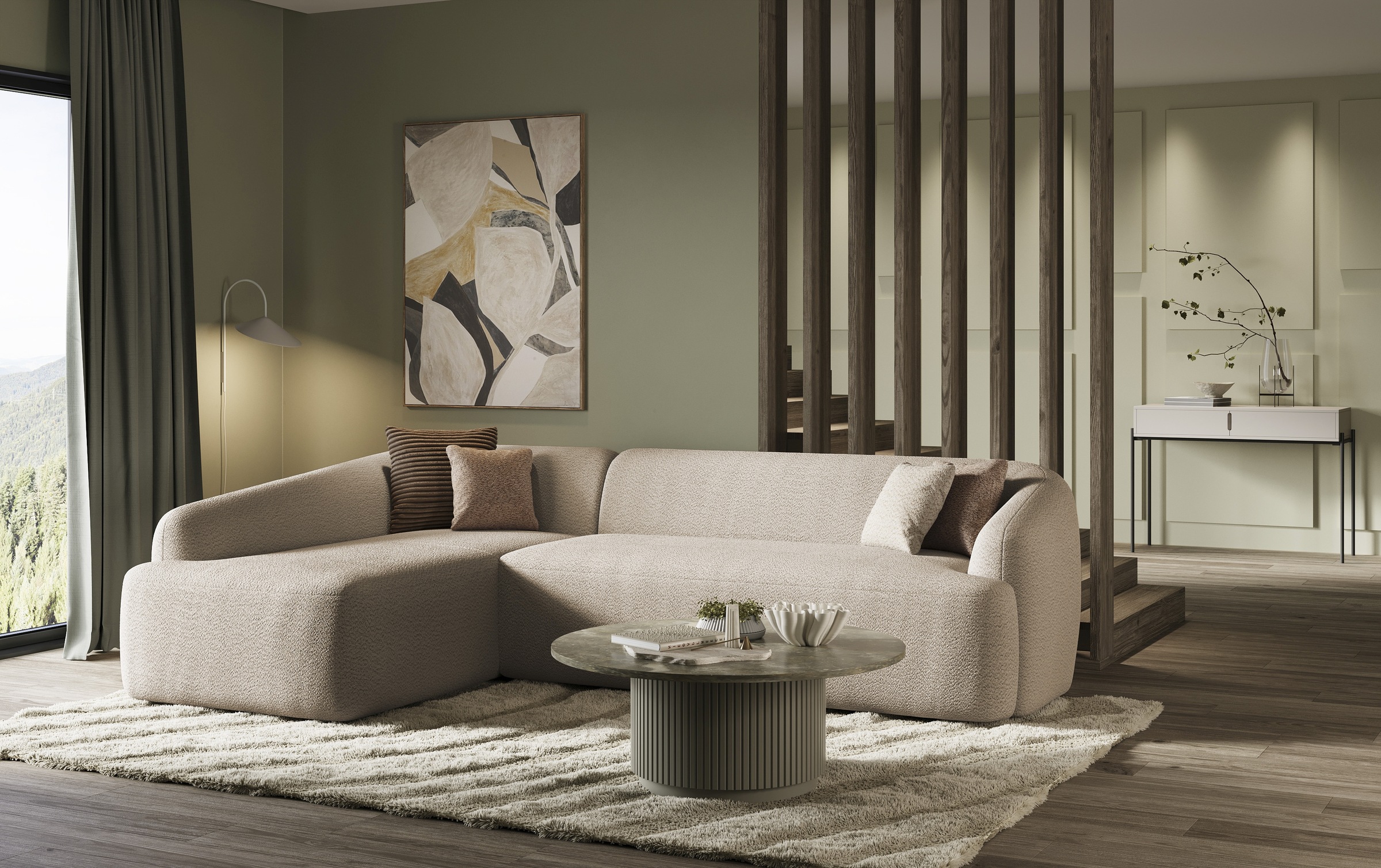 INOSIGN Ecksofa "Nergal, organisches Design, Breite 296cm, L-Form" Modernes günstig online kaufen