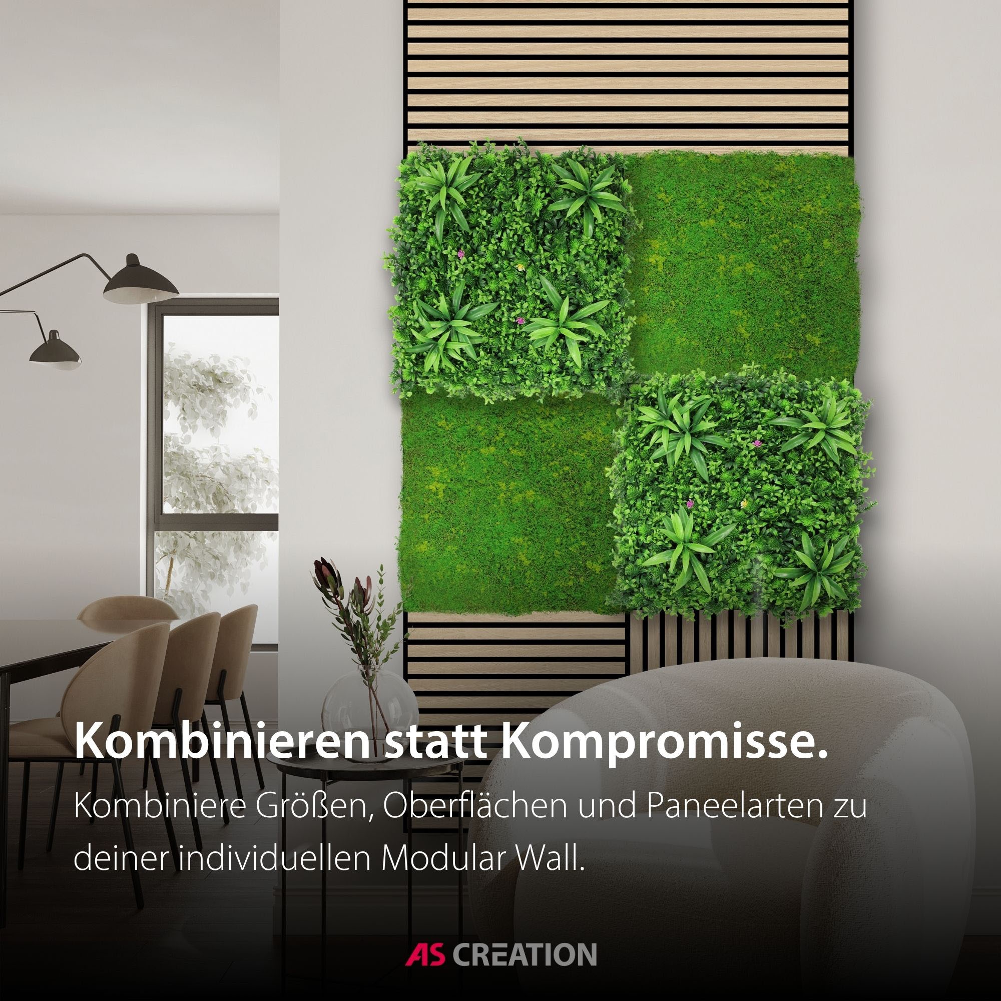 Architects Paper 3D Wandpaneel »A.S. Création Modular Wall Wandpaneel Pflanzenoptik« 1 tlg. Kunstpflanzen auf rPET-Filz für farbstarke botanische 3D-Wände