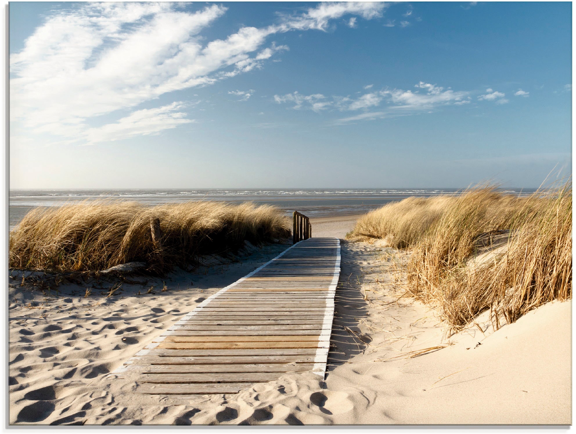 Artland Glasbild "Nordseestrand auf Langeoog - Steg", Strand, (1 St.), in verschiedenen Größen