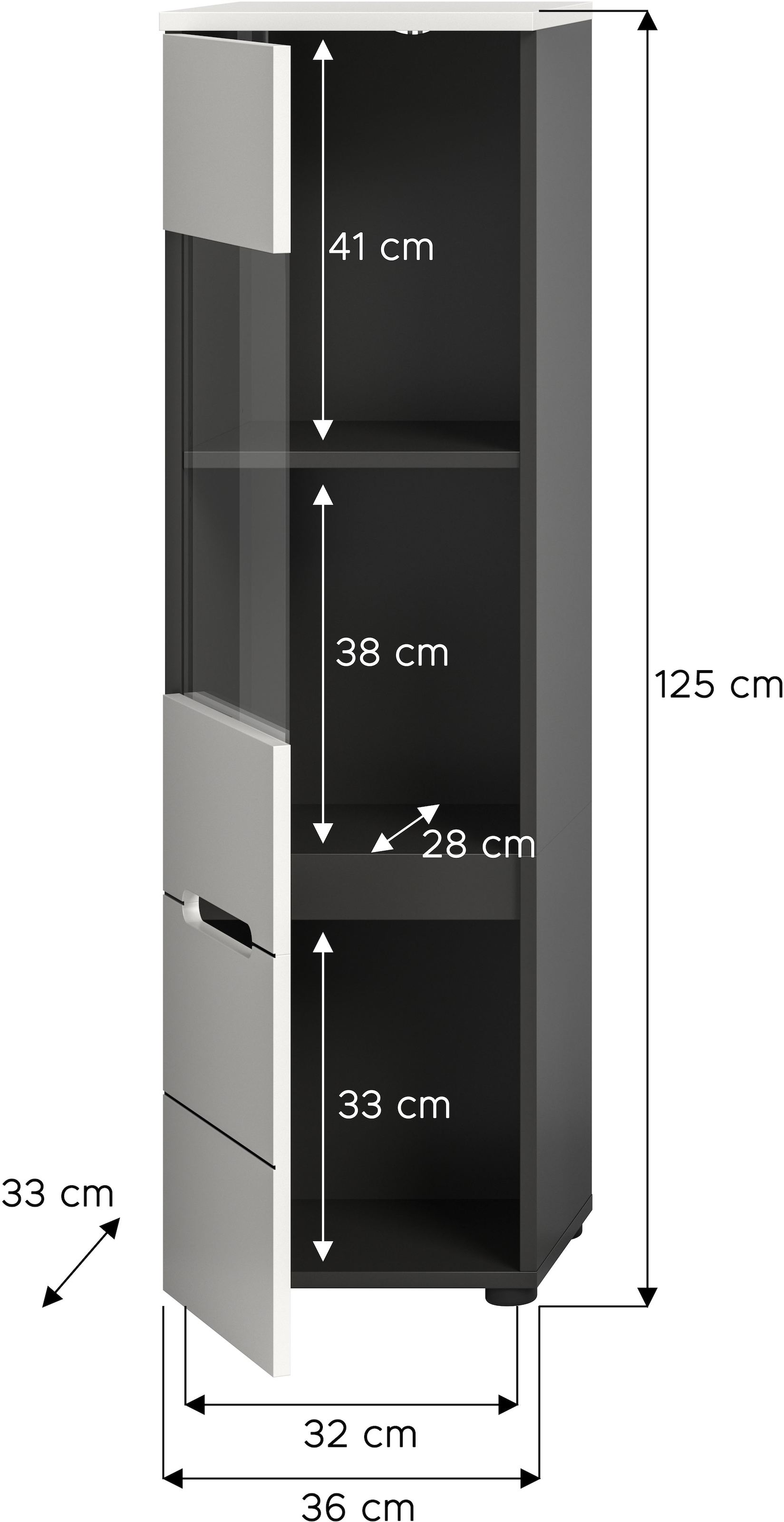 INOSIGN Vitrine »REHAT, TOPSELLER!, Höhe 125 cm, 1 Glastür, 1 Böden, 3 Fächer« stehend und hängend montierbar, 1 Stk. tlg. Vitrinenschrank, Schrank, Glasvitrine, Wohnzimmervitrine