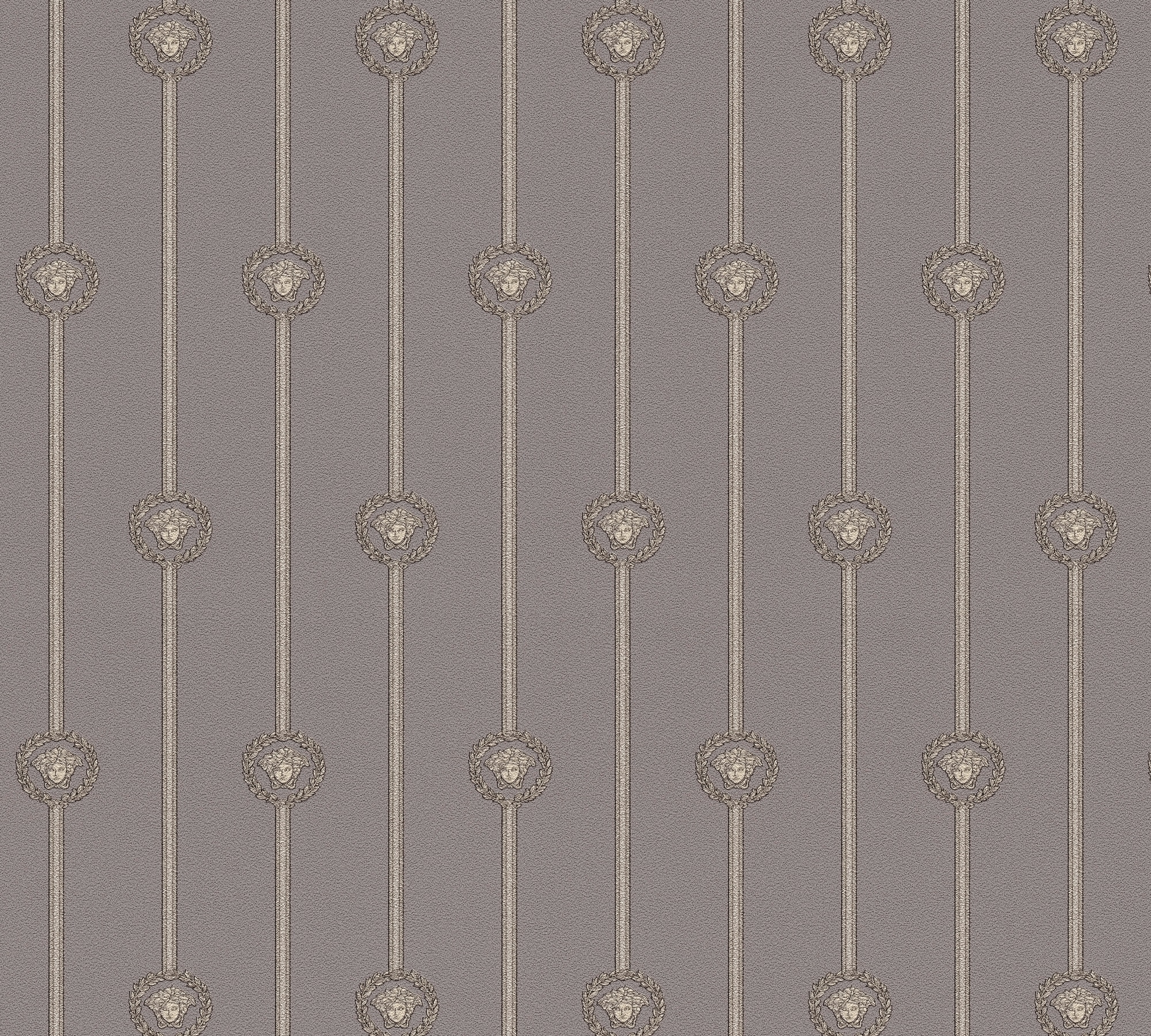 Versace Vliestapete »Versace 6 I Love Baroque –« 3D-Optik | Barock | Motiv geprägt Elegantes Streifendesign mit ikonischen Medaillons & feinem Glanz
