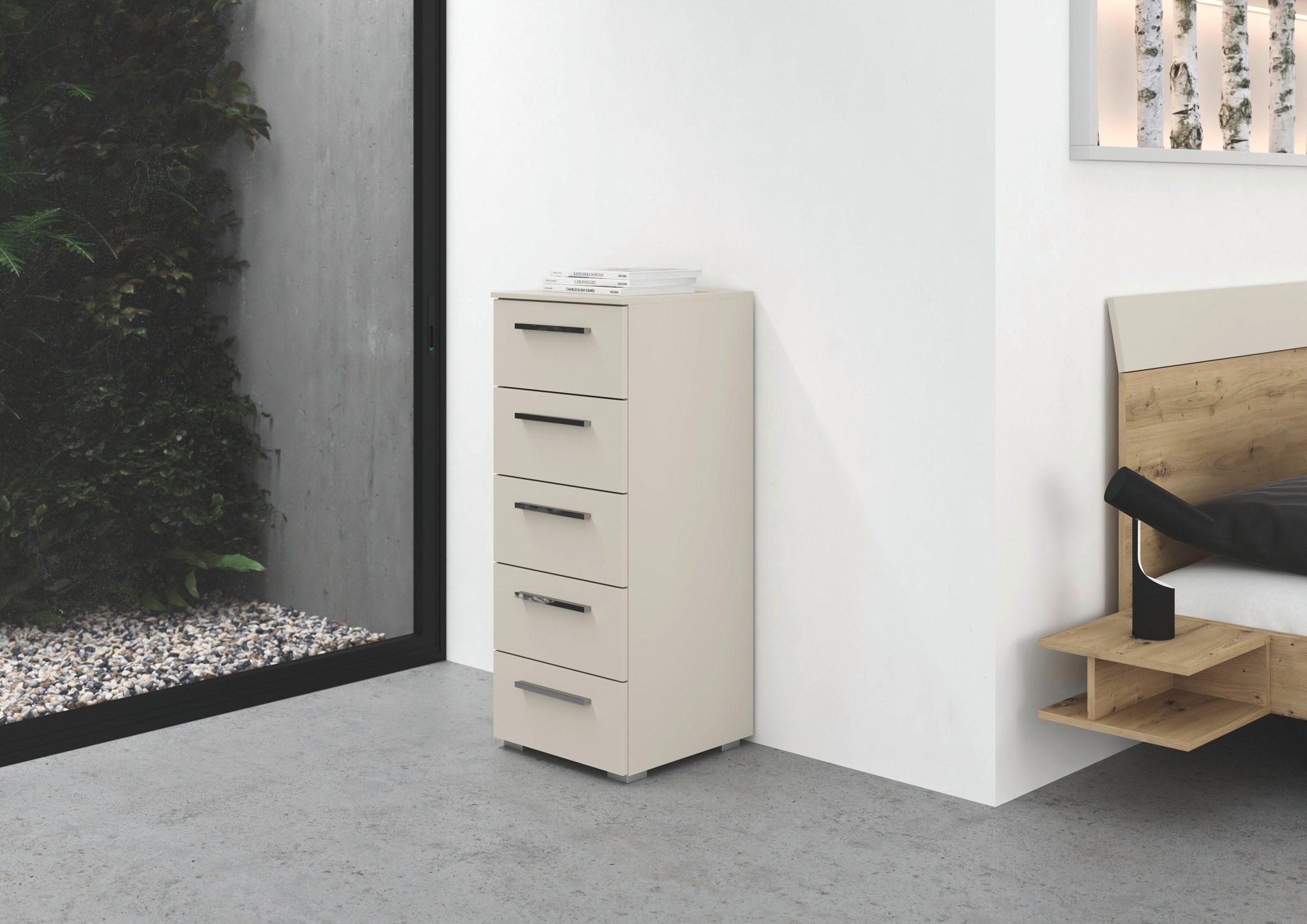 rauch Schubkastenkommode »Highboard Sideboard Kommode MONTCLAR Frontauswahl Dekor/Hochglanz/Glas« in 2 Breiten: 40 oder 80 cm / Höhe 100 cm, inkl. Soft-Close-Funktion,  mit 5 geräumigen Schubladen, viele Griffvarianten MADE IN GERMANY