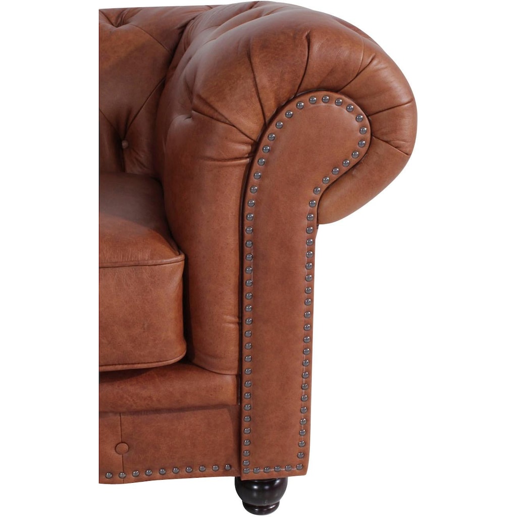 Max Winzer® Chesterfield-Sessel »Old England«, Ledersessel mit Knopfheftung & Ziernägeln