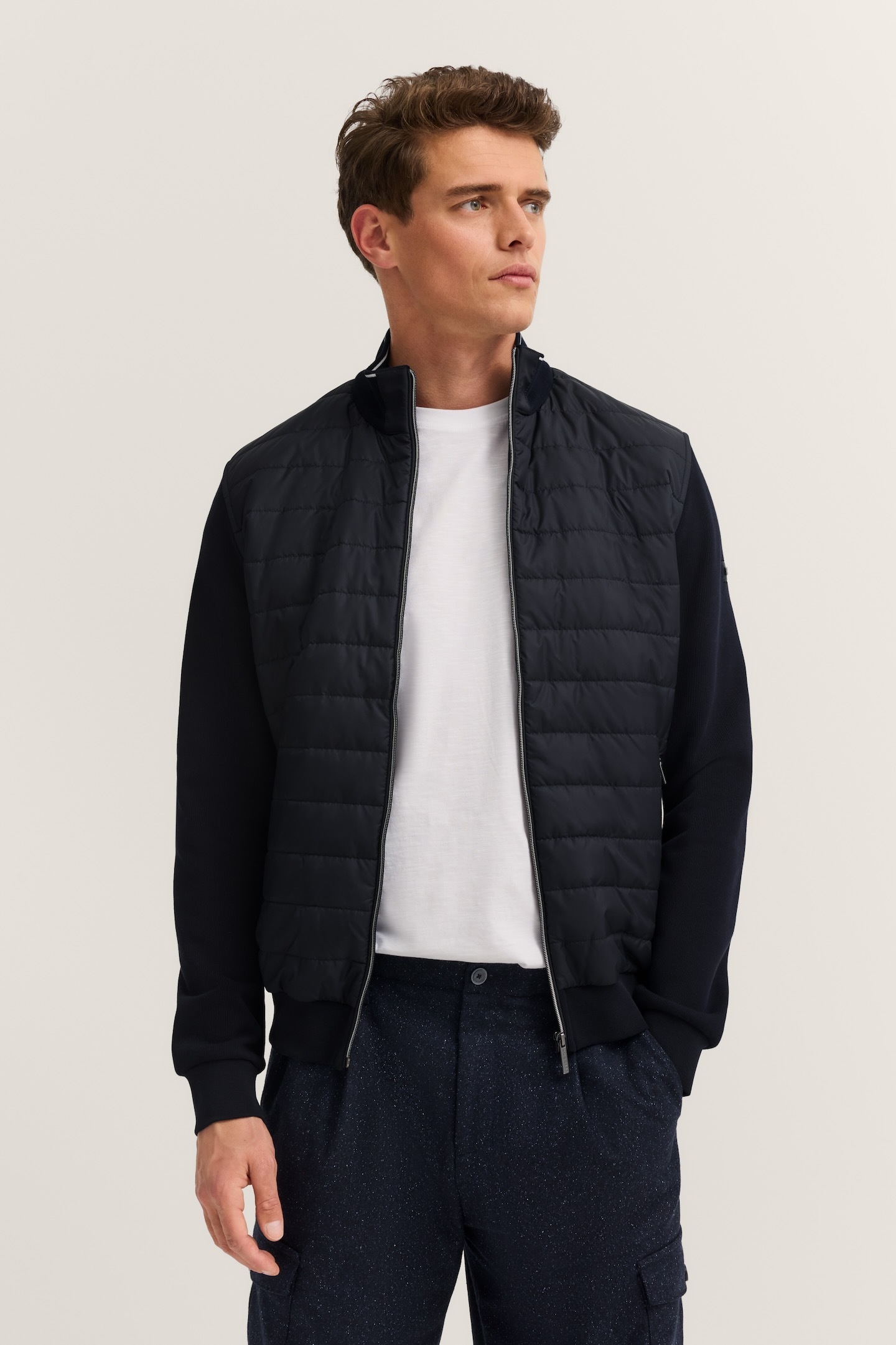 bugatti Sweatjacke "Basic Essential" Modern Fit in Stepp-Optik günstig online kaufen