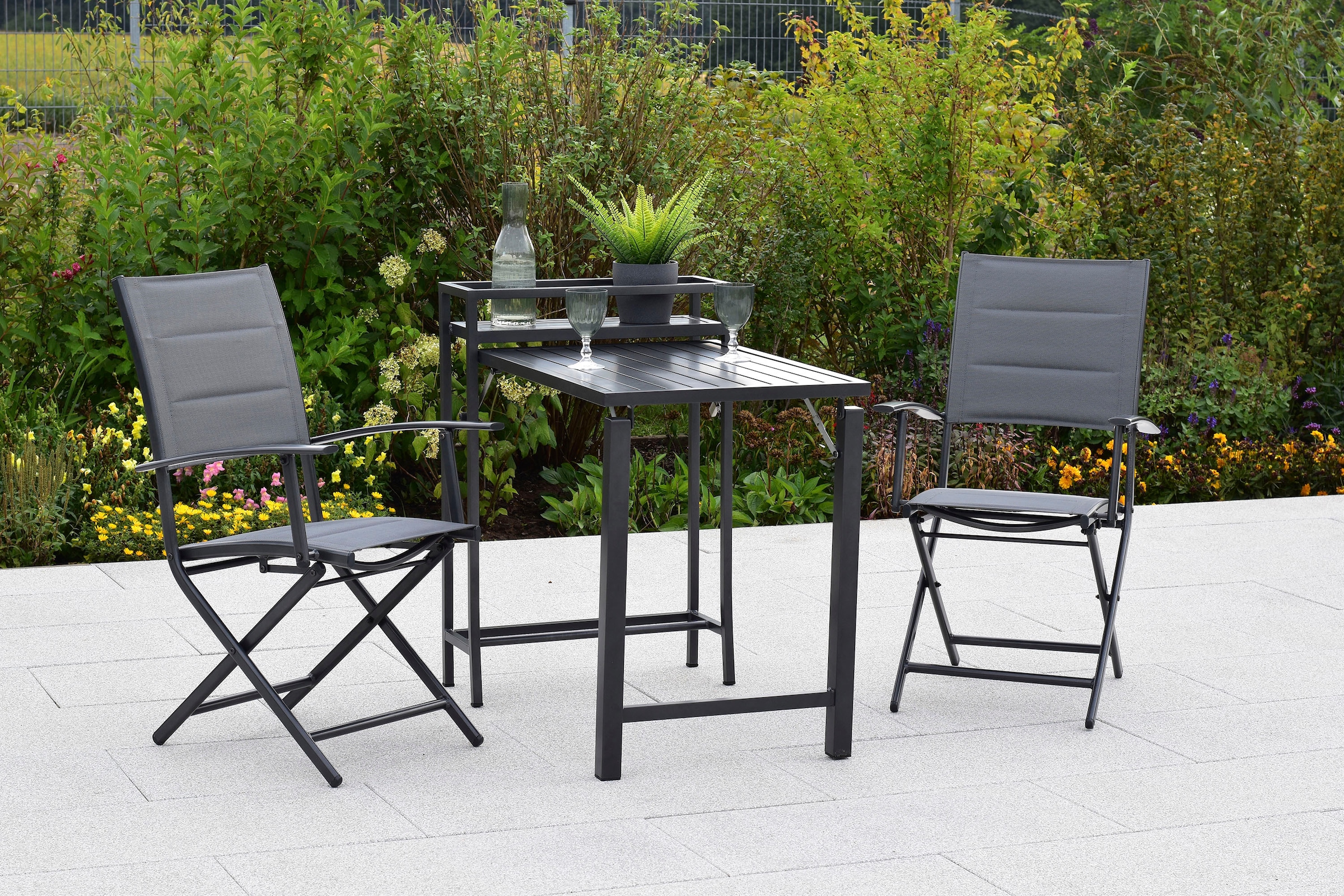 MERXX Balkonset »»Florenz««, (Set, 3 tlg.), Tischplatte aus Aluminium