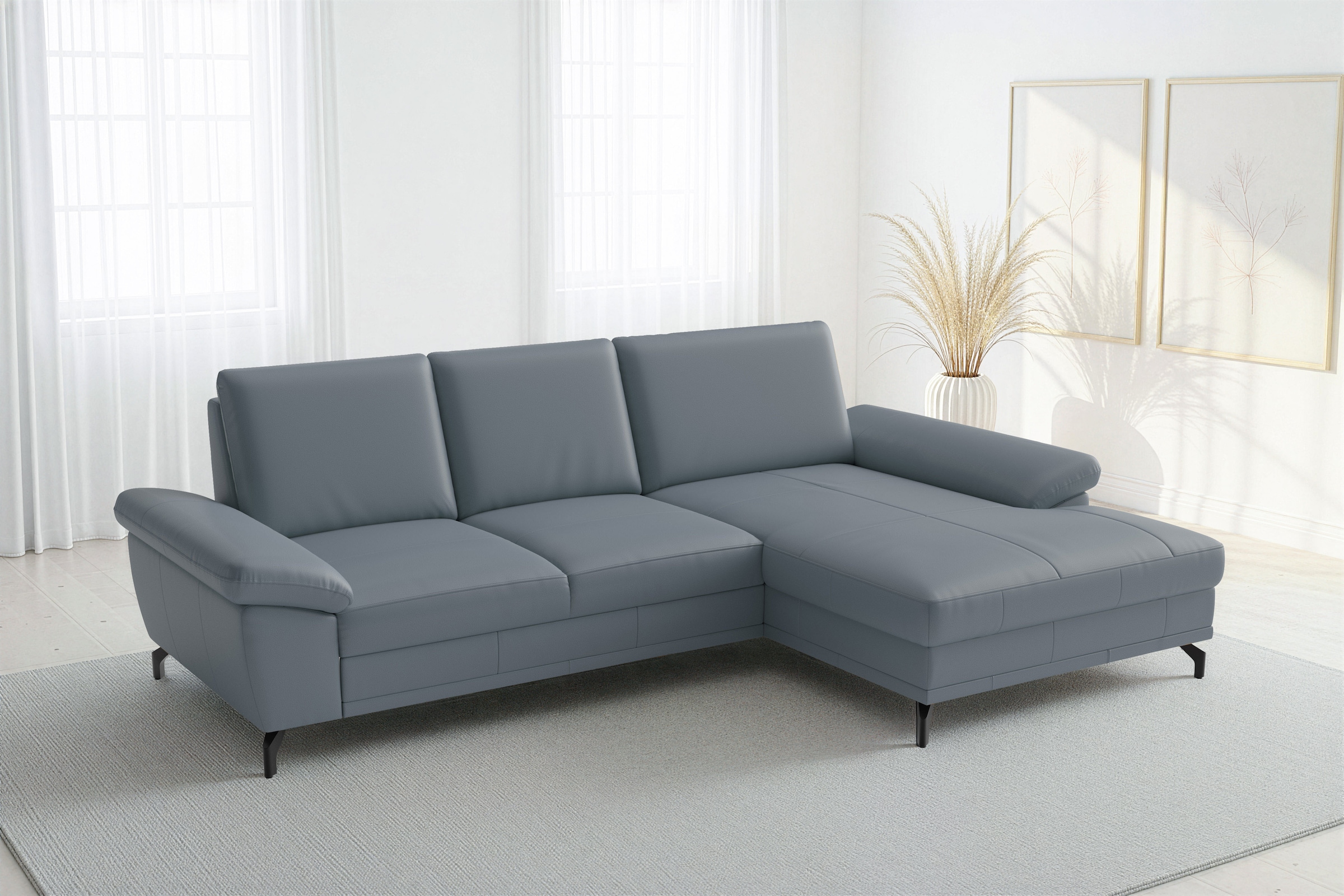 sit&more Ecksofa "Chelsea L-Form, B: 264 cm, Leder, inkl. Sitztiefen-&Armteilverstellung" optional mit Schlaffunktion und Bettkasten