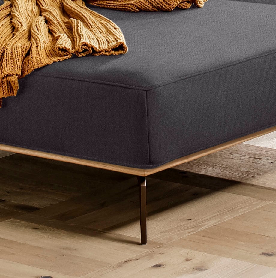 W.SCHILLIG Ecksofa »run, Designsofa mit tollem Sitzkomfort, L-Form«, mit Holzsockel, Füße in Bronze pulverbeschichtet, Breite 299 cm