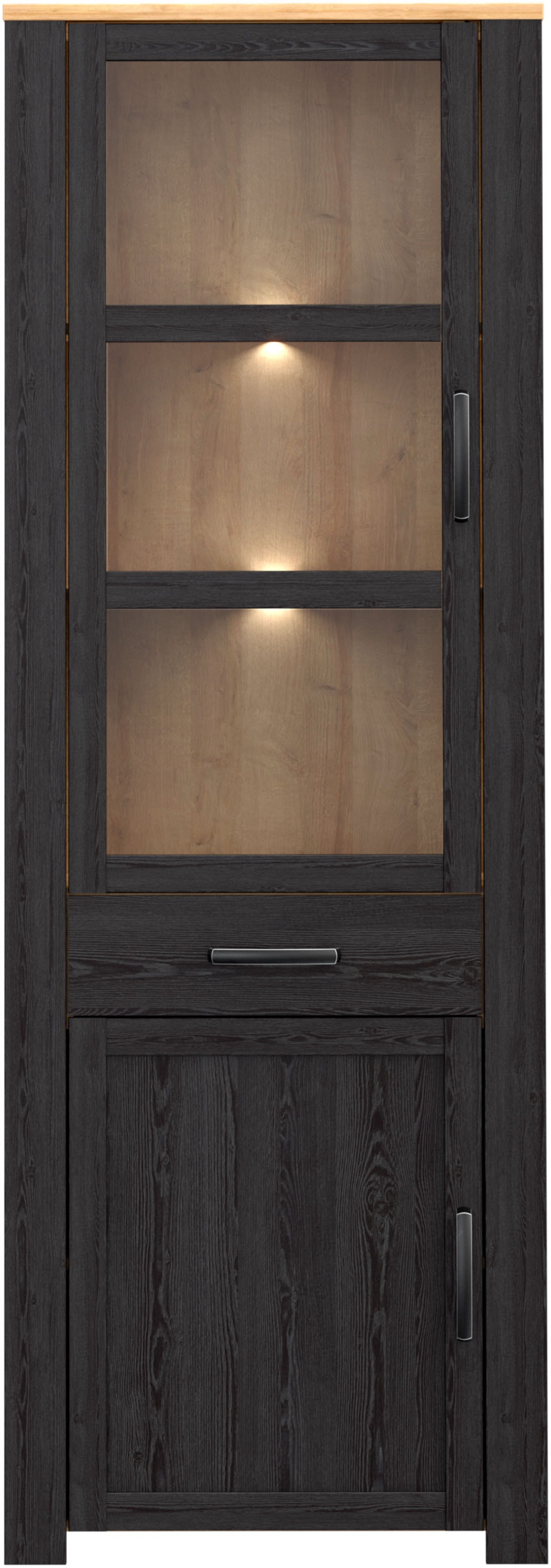 FORTE Highboard »Bohol, Vitrine, 1 Glastüre,1 SK, 1 Türe« B/H/T 71,7/205,4/42 cm Beleuchtung optional bestellbar