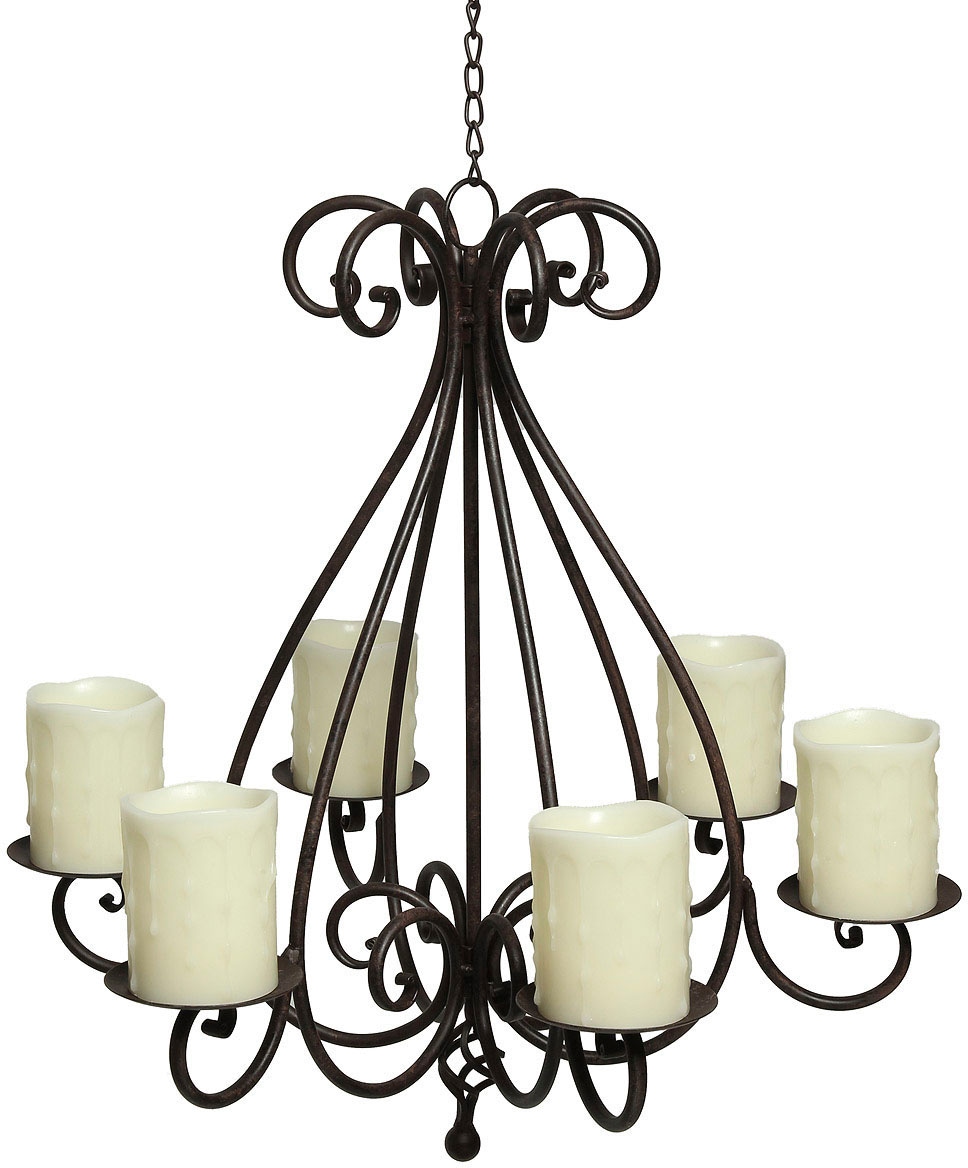 Ambiente Haus Kerzenständer "Kronleuchter mit 6 Tellern in Antikbraun" Stumpenkerzenhalter aus Metall, Ø ca. 53 cm