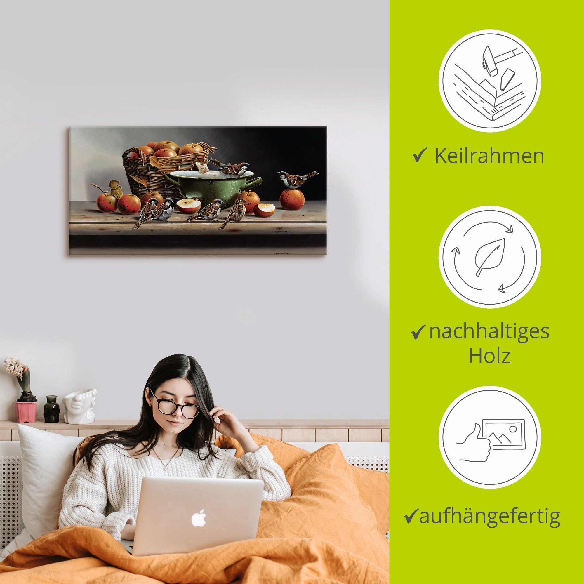 Artland Wandbild »Haus Spatzen I«, Arrangements, (1 St.), als Leinwandbild, Poster in verschied. Größen