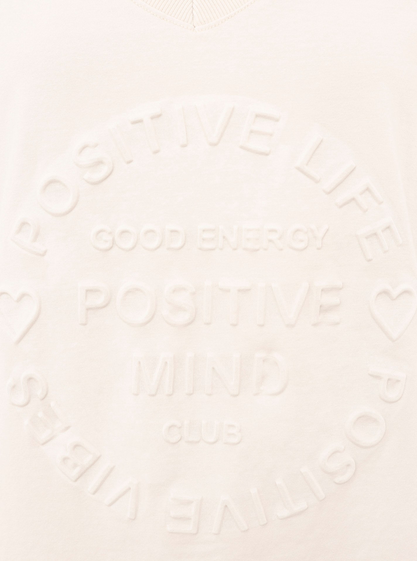 Zwillingsherz Kurzarmshirt »Oversizedshirt Stempeldruck "Positive Mind"«, mit V-Neck Ausschnitt und Stempeldruck, leicht oversized geschnitten