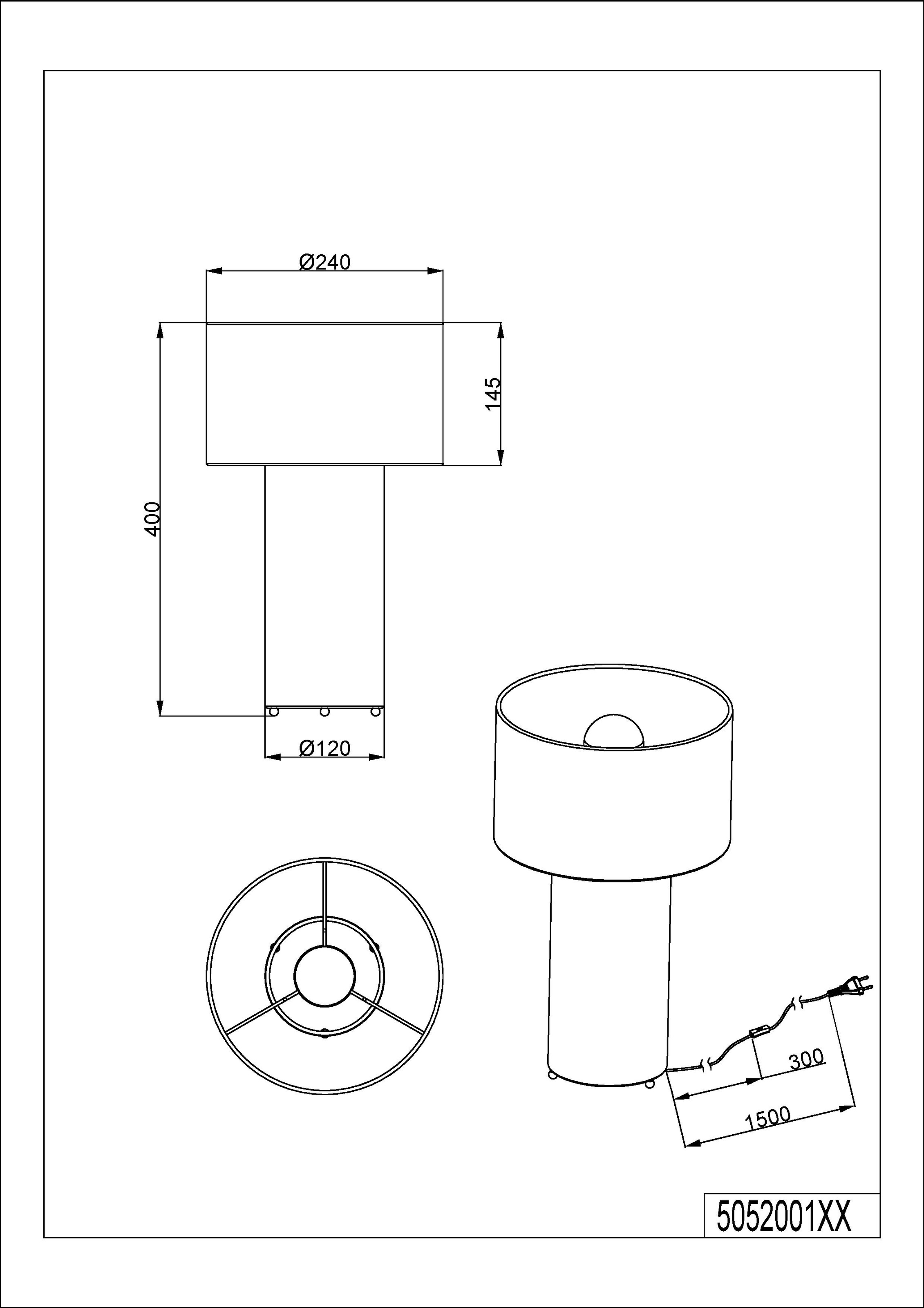 TRIO Leuchten Schreibtischlampe »BALE, Nachttischlampe Stoff exkl 2xE27 max 10W mit Schnurschalter«, 2 flammig, Leuchtmittel E27 | Leuchtmittel wechselbar, Beleuchtung im Fuß und im Lampenschirm, Höhe 40cm Ø24cm Tischleuchte