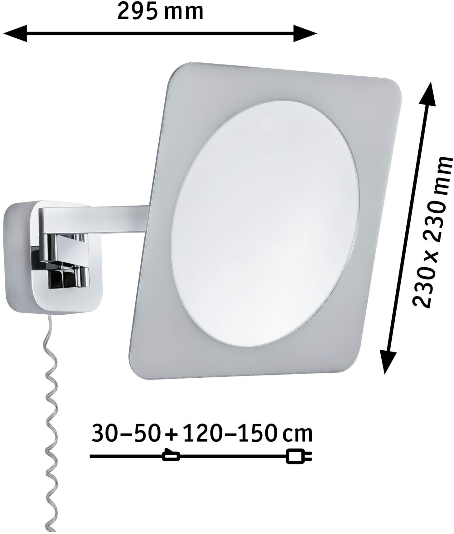 Weiß, Chrom, flammig-flammig, | LED IP44 Bela 5,7W Weiß, Paulmann Kosmetikspiegel Spiegel, LED Metall«, IP44 Chrom, 1 »Kosmetikspiegel LED Bela Spiegel, Metall 5,7W Wandleuchte BAUR