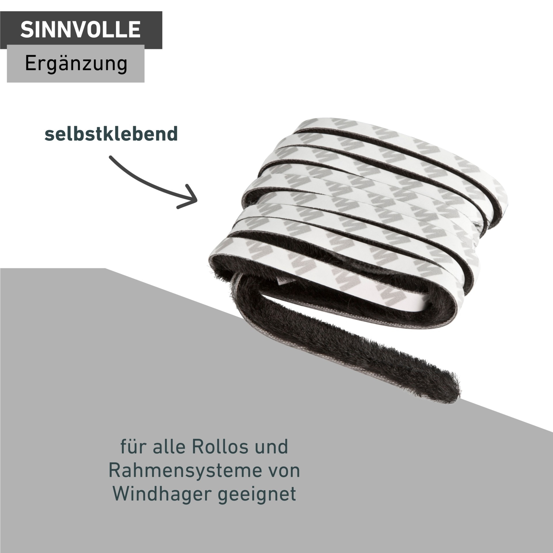 Windhager Fliegengitter-Gewebe »für Insektenschutz Rollofenster und Rahmensysteme, Dichtungsbürste 2 m« Packung, 1 Stk. tlg. Fliegengitter Zubehör, selbstklebender Schutz vor Insekten