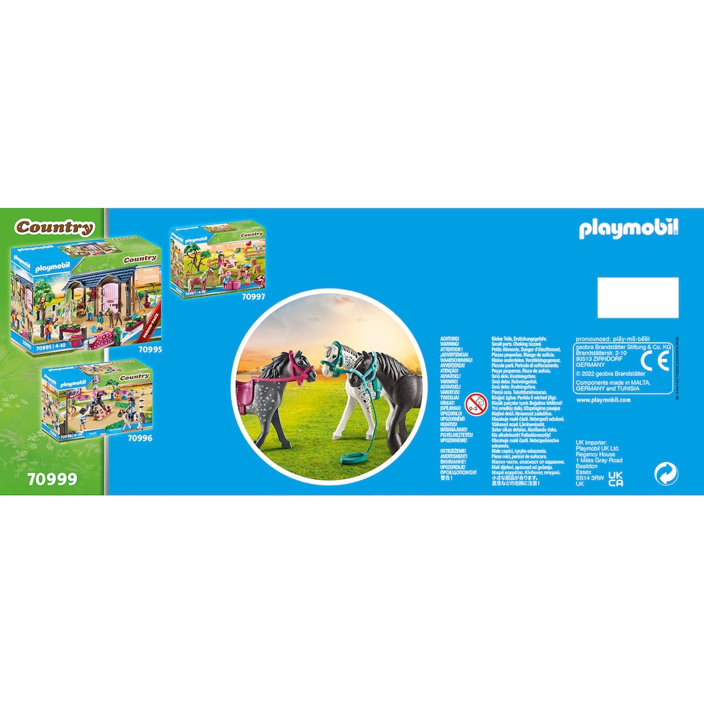 Playmobil® Konstruktions-Spielset »3 Pferde: Friese, Knabstrupper & Andalusier (70999), Country«, (11 St.)